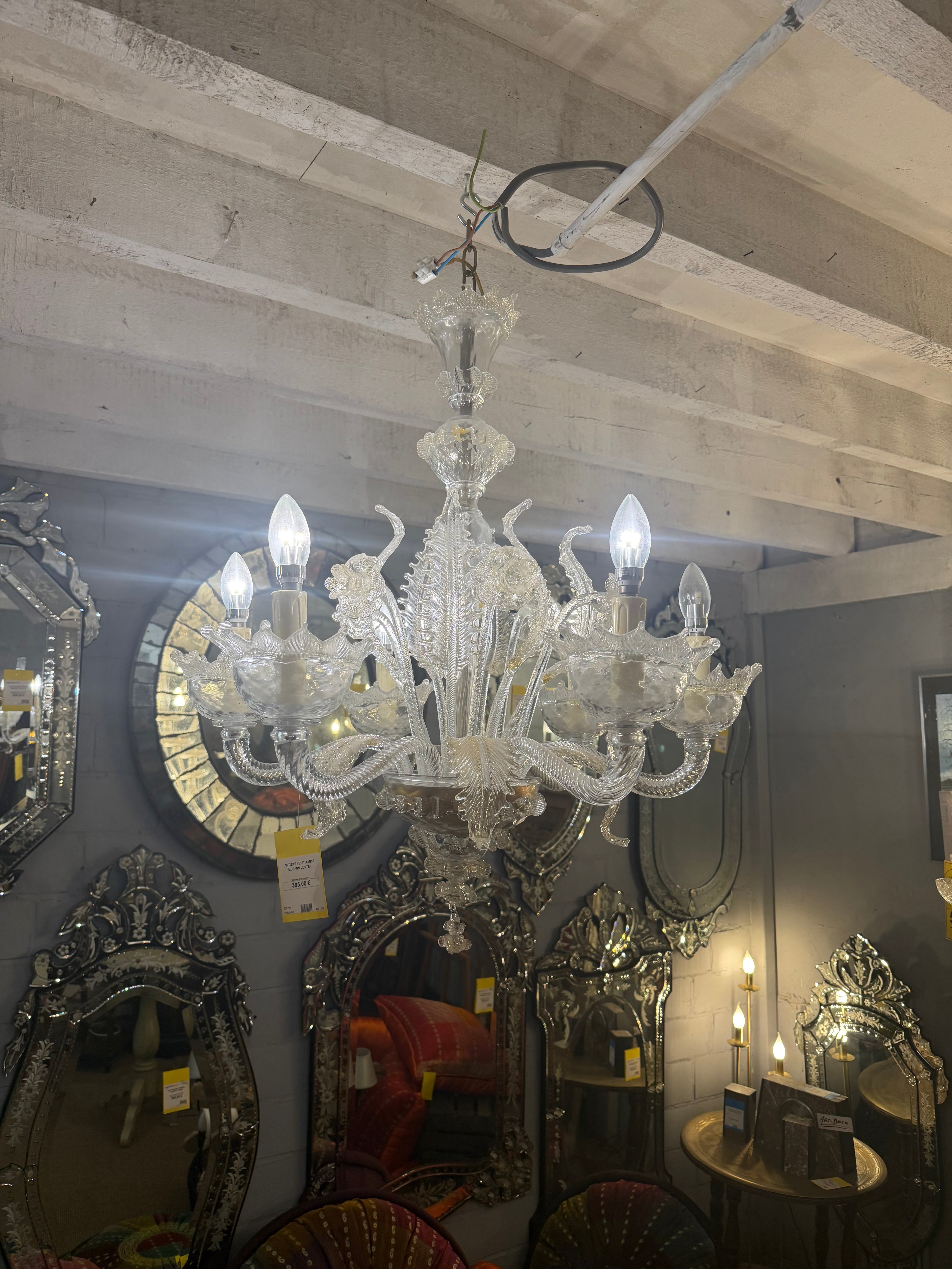 Murano Venetian Glass Chandelier – 6 Lights