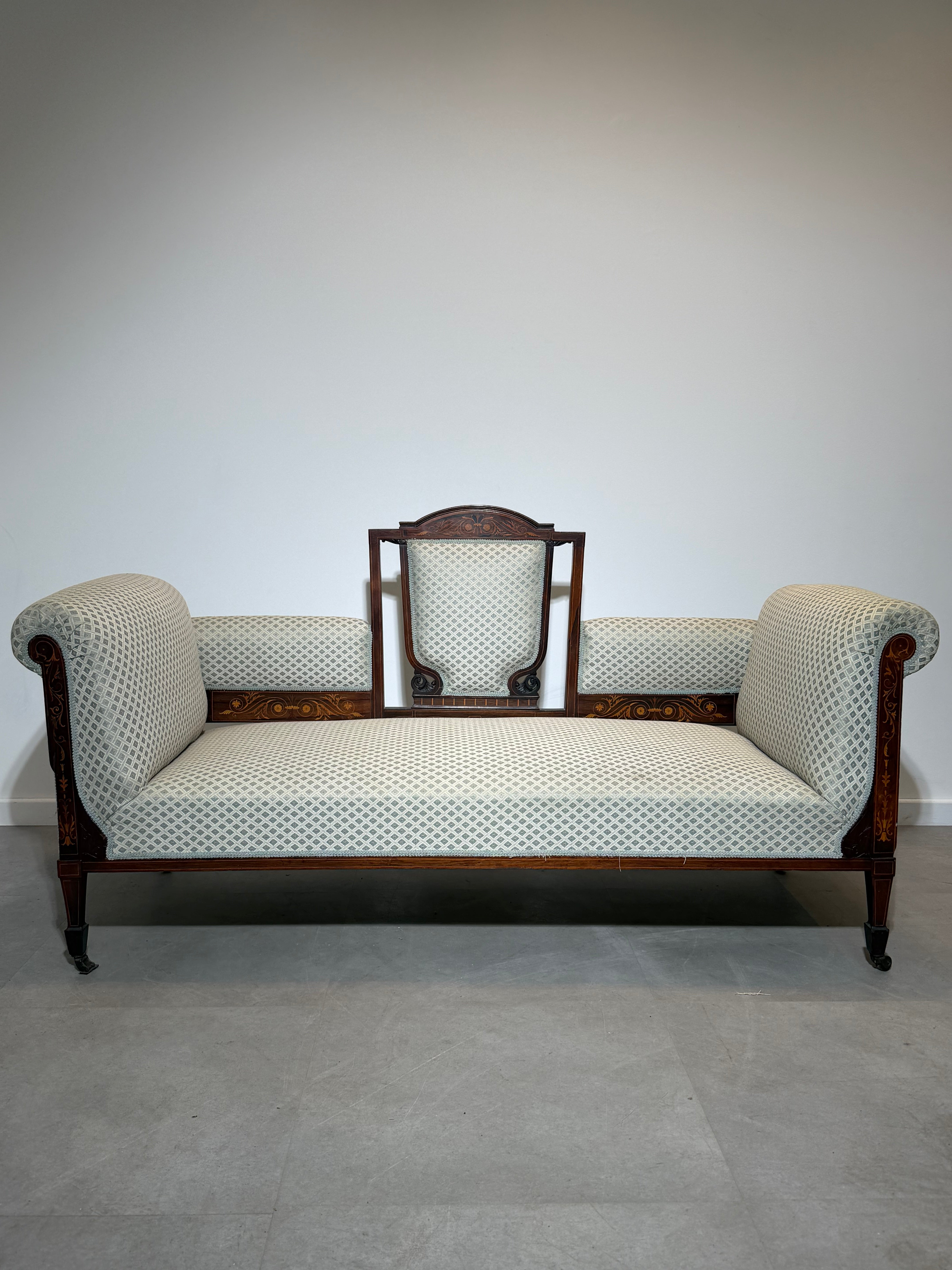Edwardian Inlaid Mahogany Settee / Window Seat
