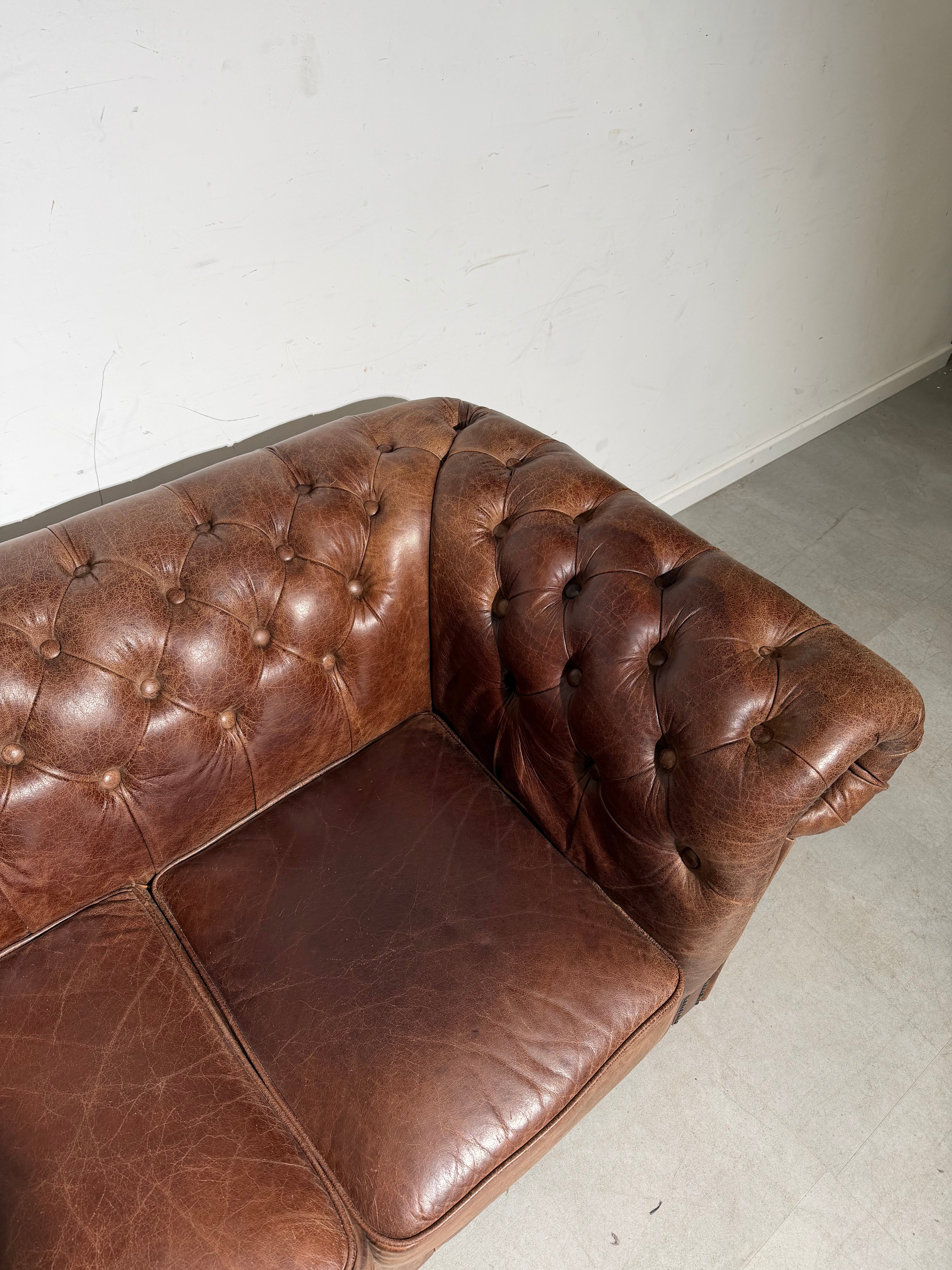 Vintage Chesterfield 3-Seater in Cognac Leather