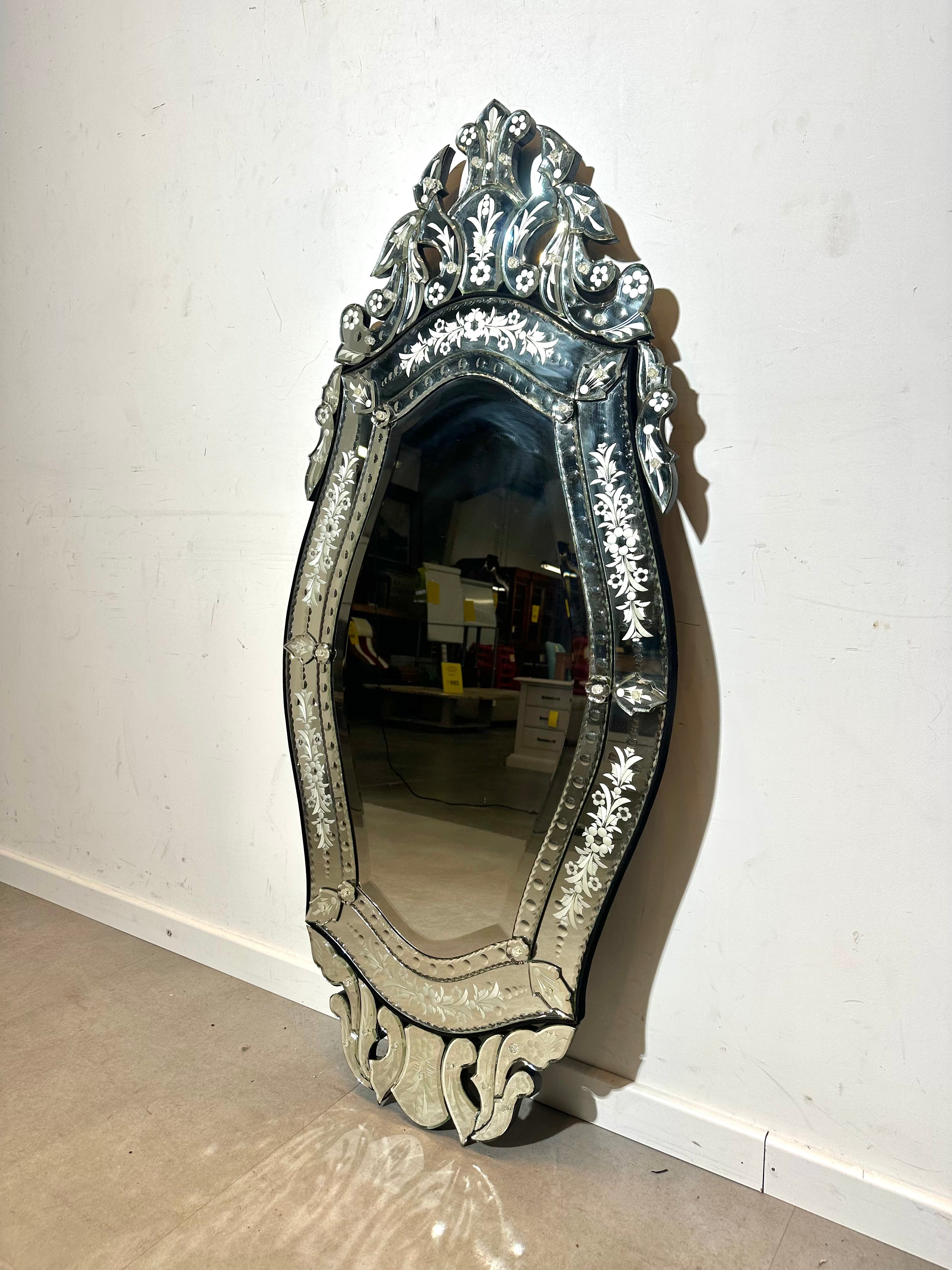 Venetian Etched Glass Wall Mirror