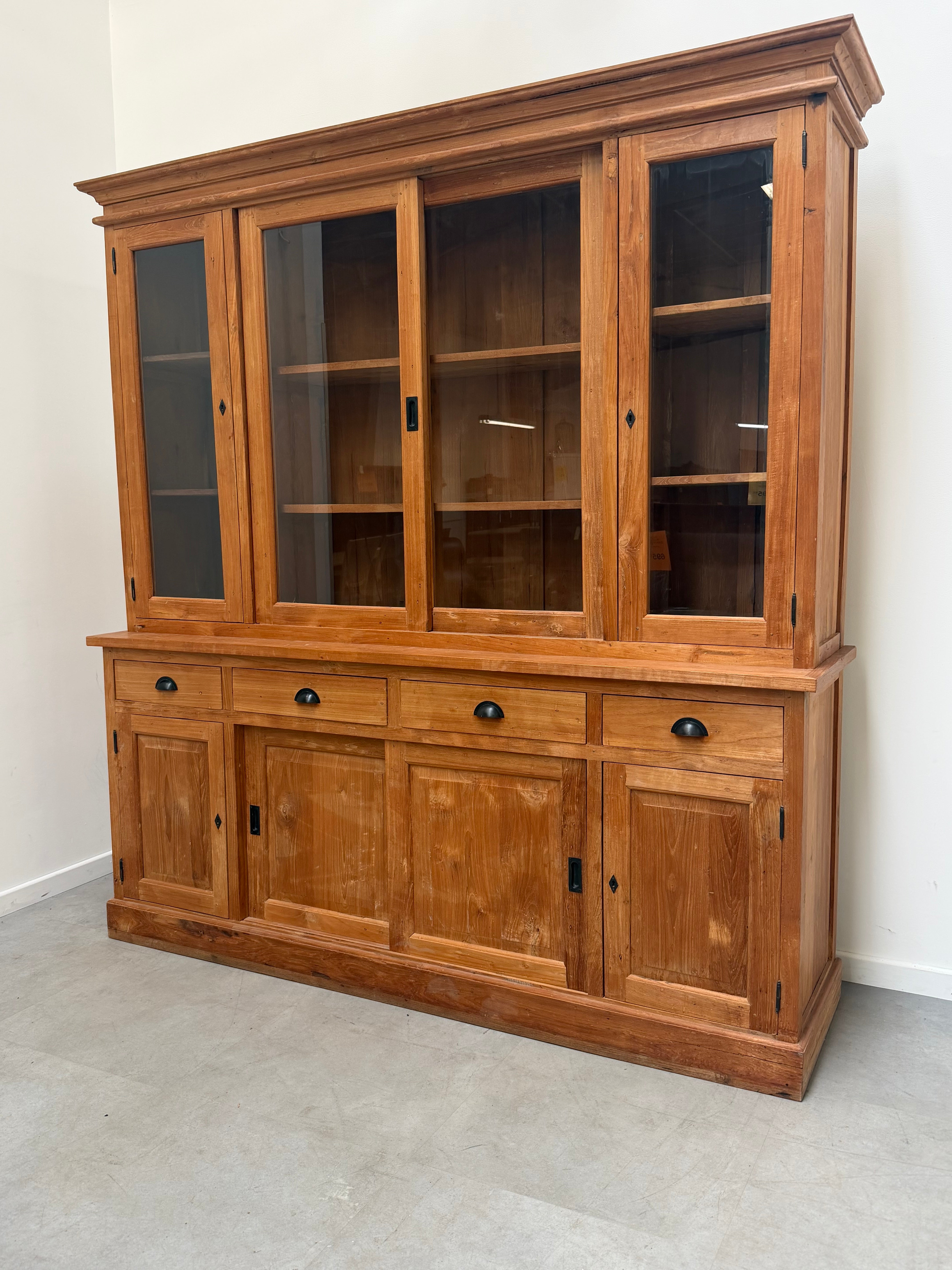 Large Solid Teak Display Cabinet / Hutch – 220 cm
