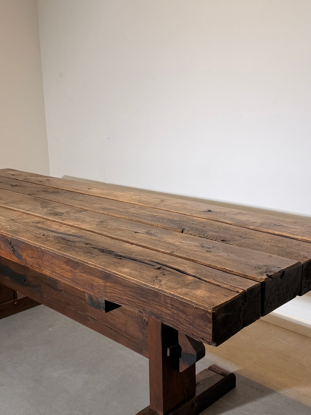 Rustic Solid Wood Trestle Dining Table