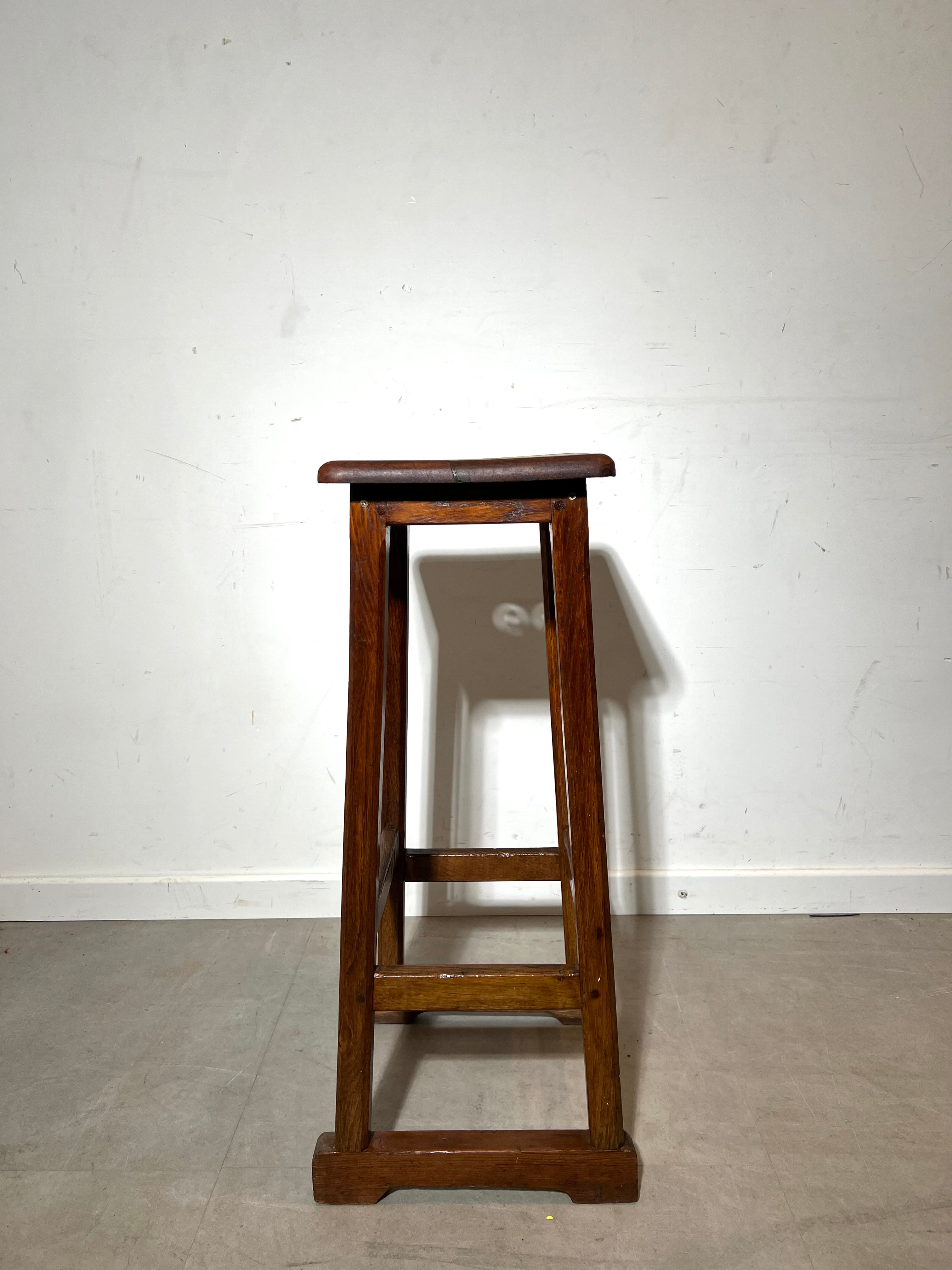 Vintage Wooden Bar Stool – Rustic Solid Wood