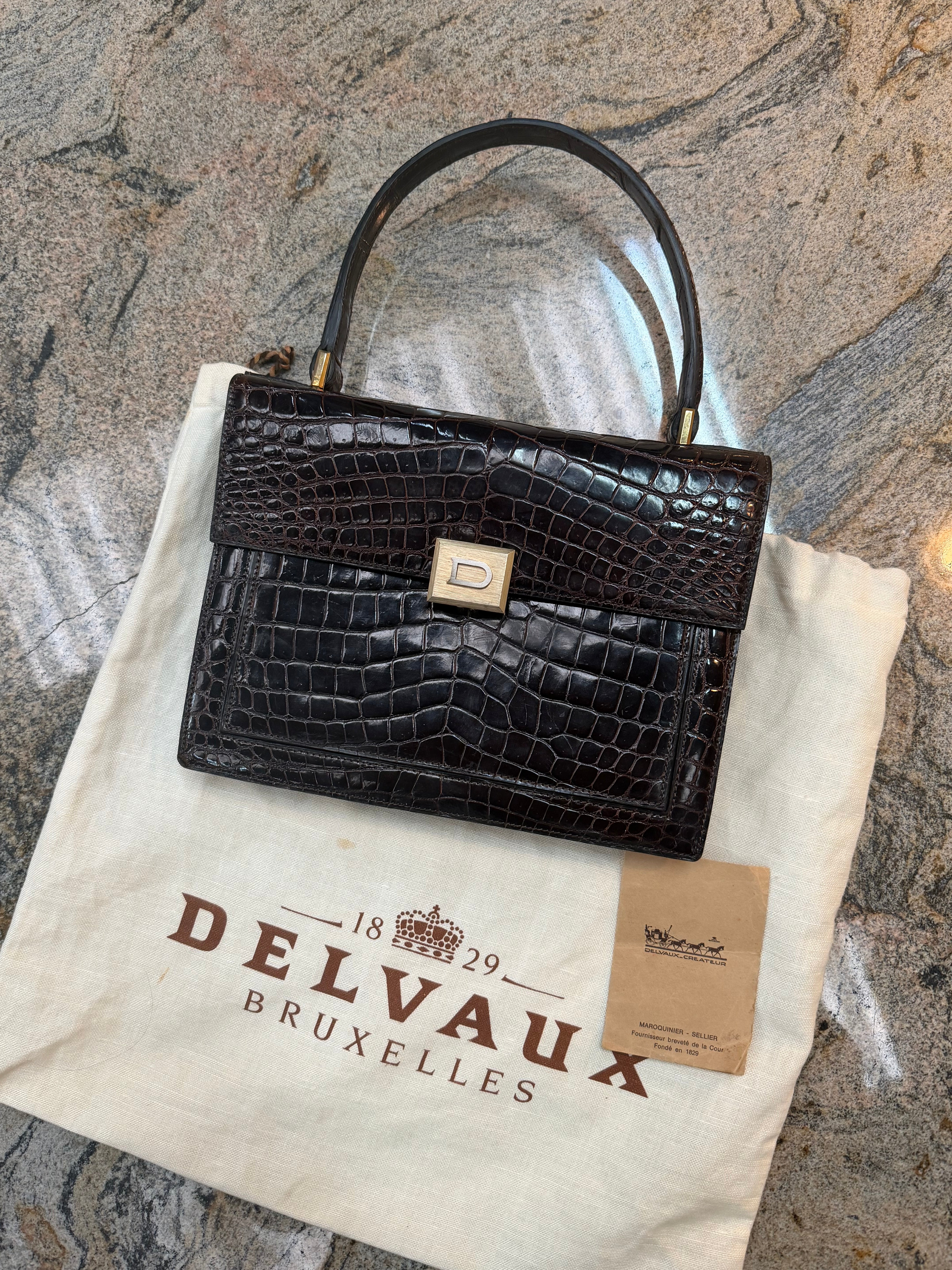 Delvaux Vintage Crocodile Leather Handbag – 1970s