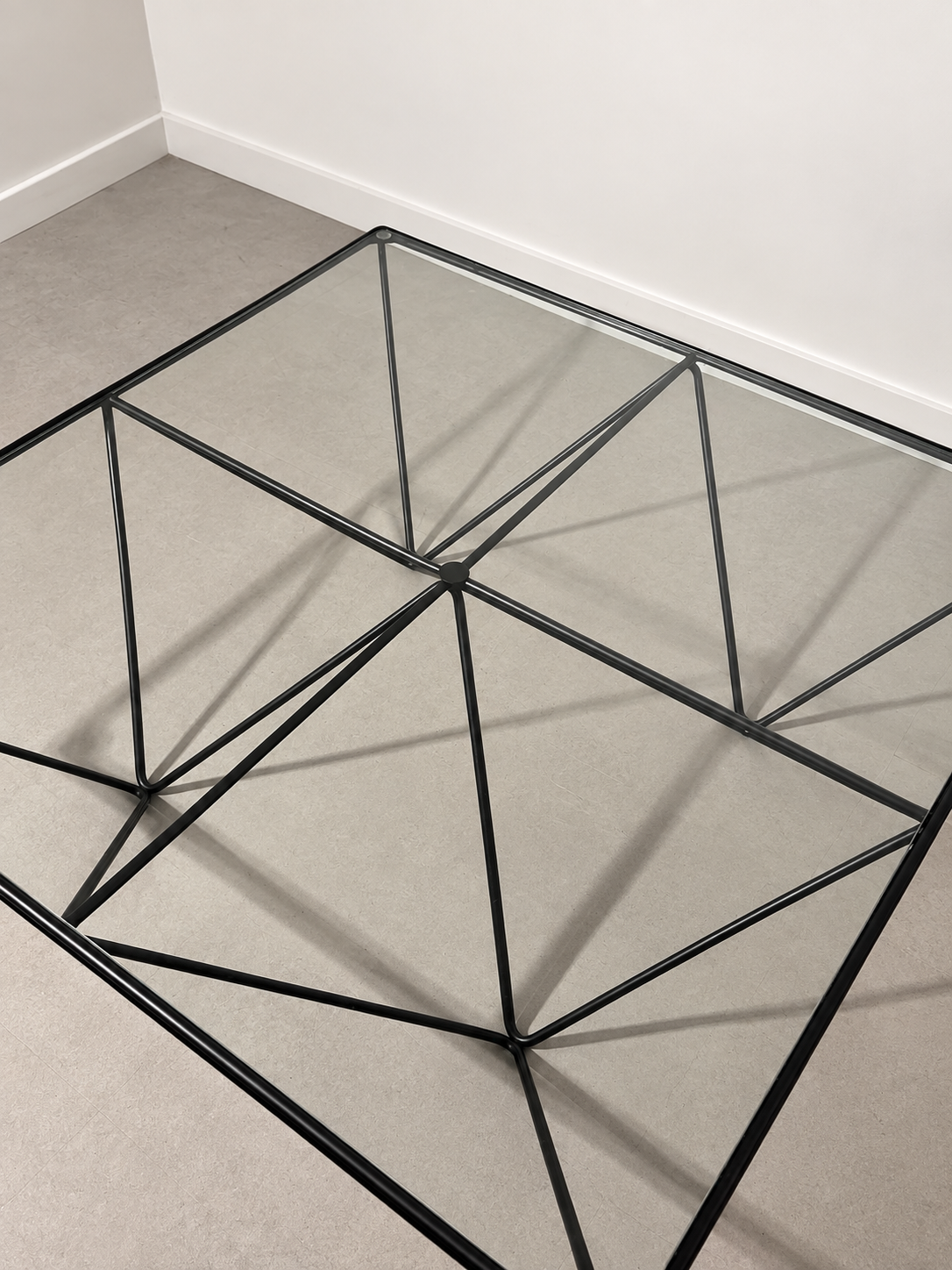 Paolo Piva Geometric Glass & Black Metal Coffee Table