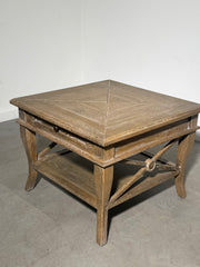 RR Interiors Solid Oak Side Table with Drawer & Lower Shelf