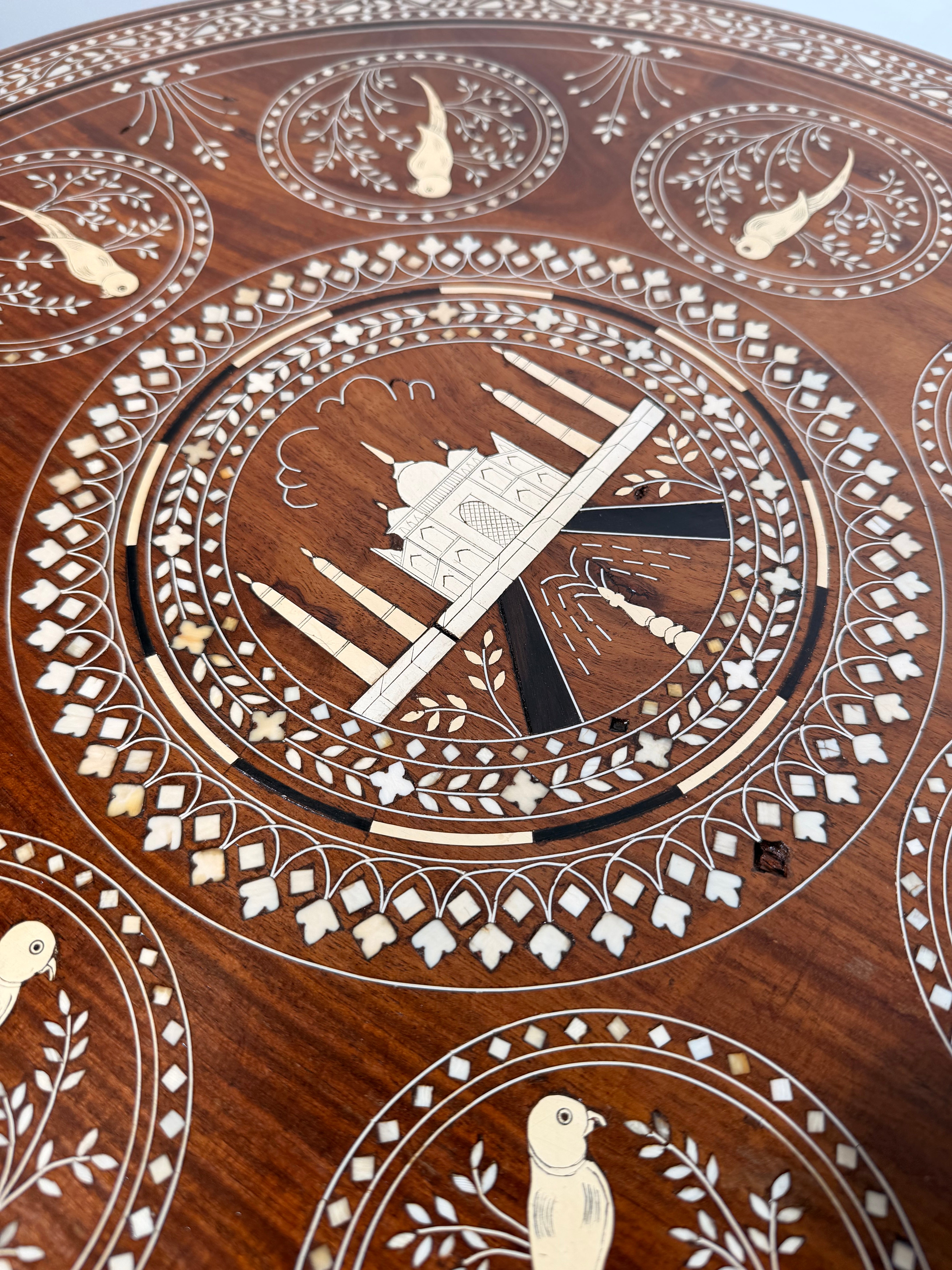 Indian Inlaid Round Side Table