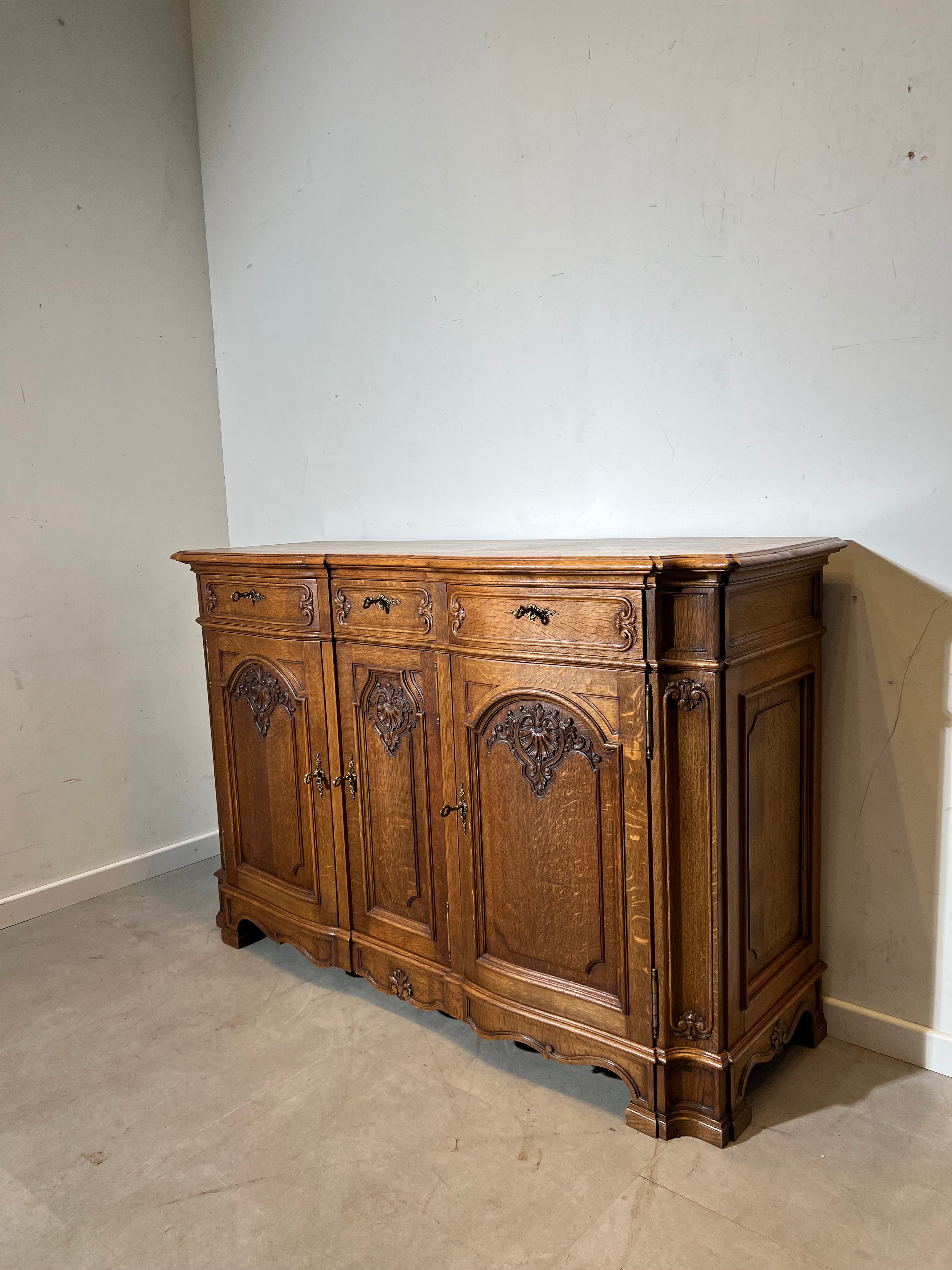 Antique Louis XV Style Oak Sideboard