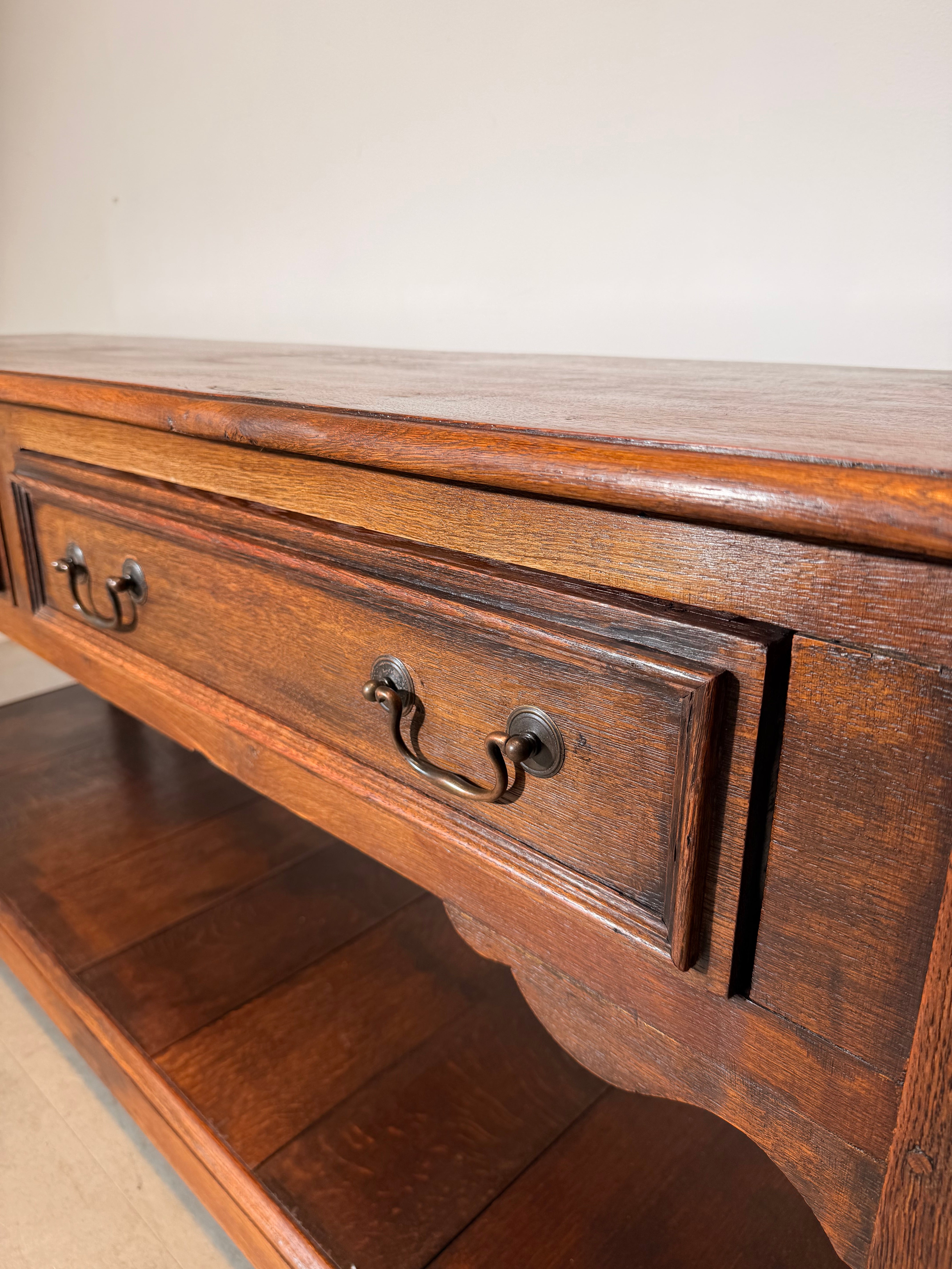 Antique Oak Console Table / Server with Drawers