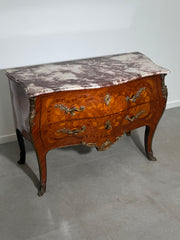 Antique chest of drawers with inlay and marble top