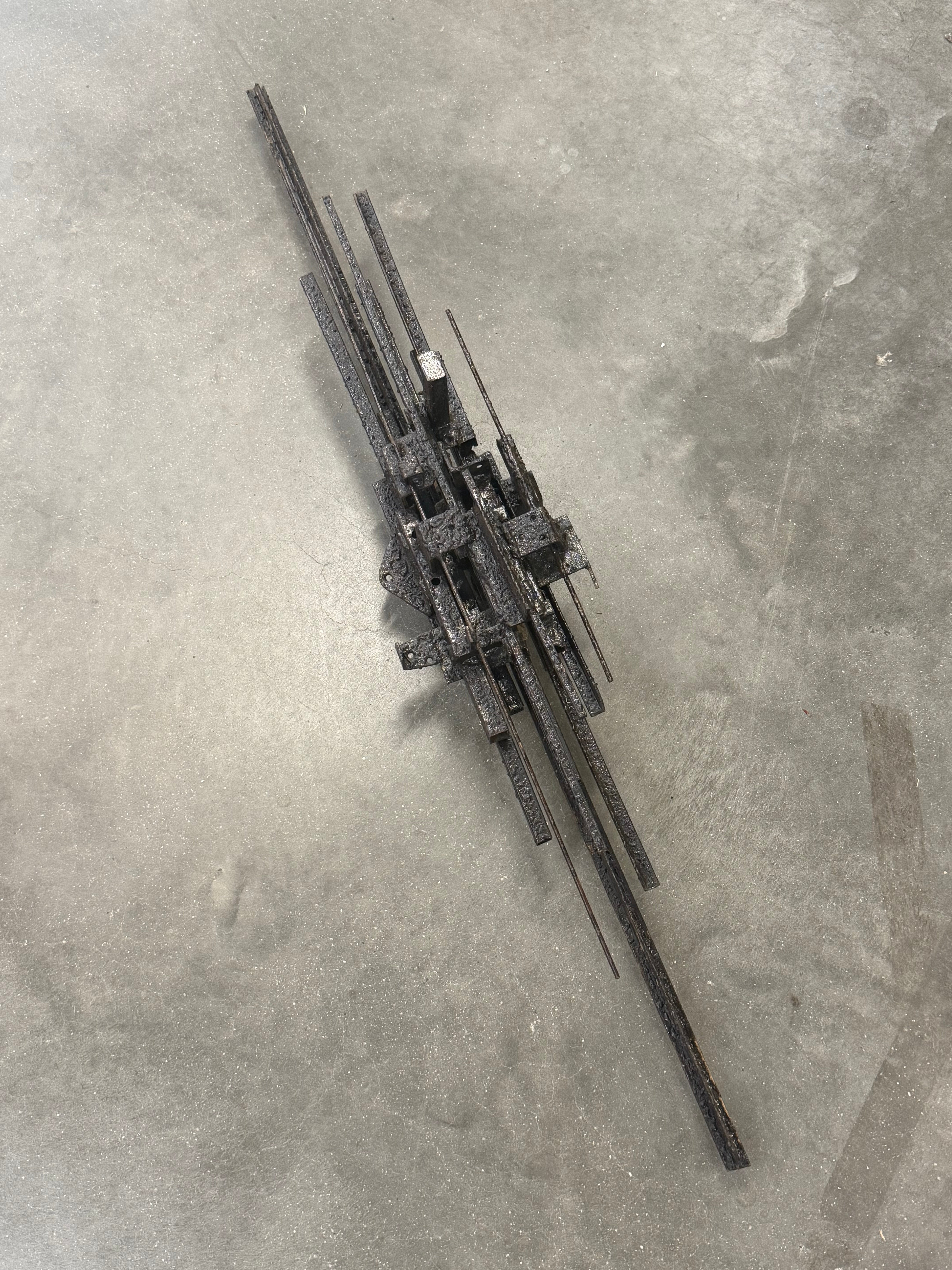 Brutalist Wrought Iron Wall Sculpture