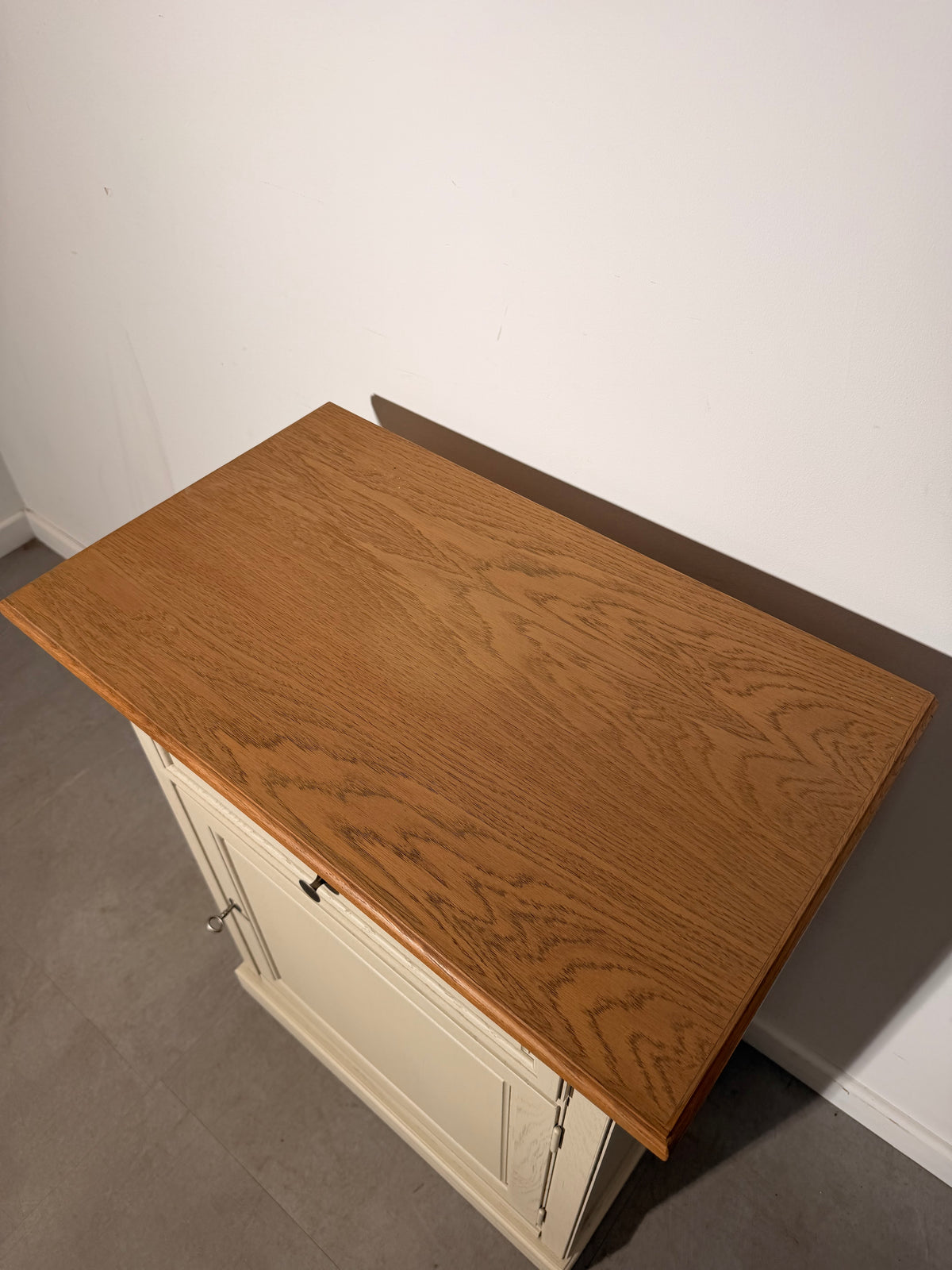 Painted Oak Accent Cabinet with Natural Wood Top