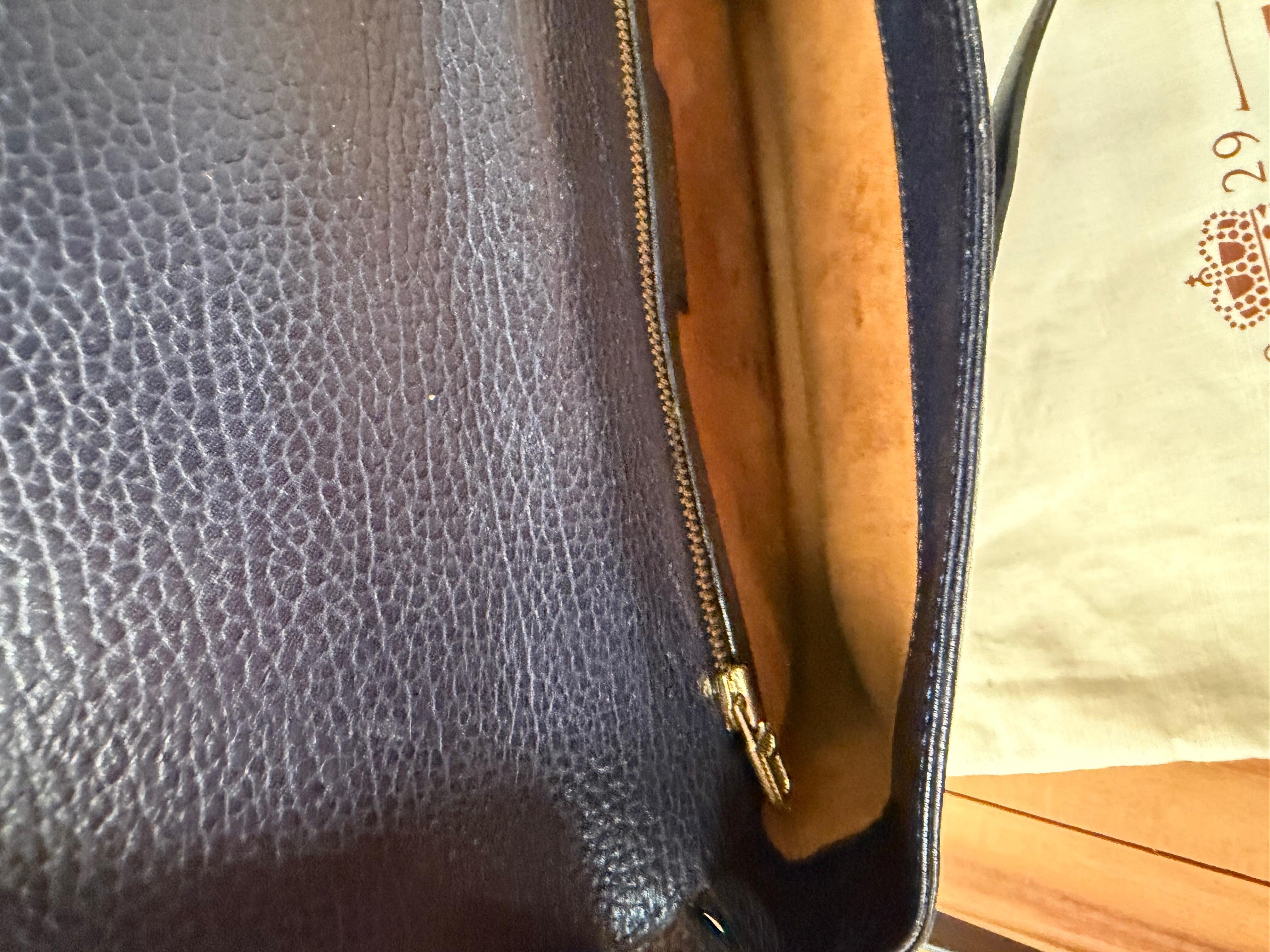 Delvaux “Simoun” Crossbody Bag – Dark Blue Leather