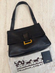 Delvaux Relais Trotteur Bag – Black Leather – With Dustbag & Mirror – 33 x 25 cm