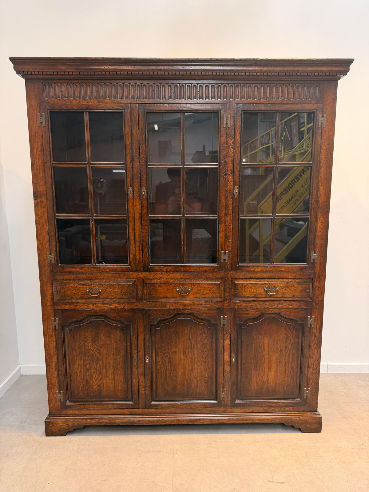 Antique Oak Display Cabinet Old & New England