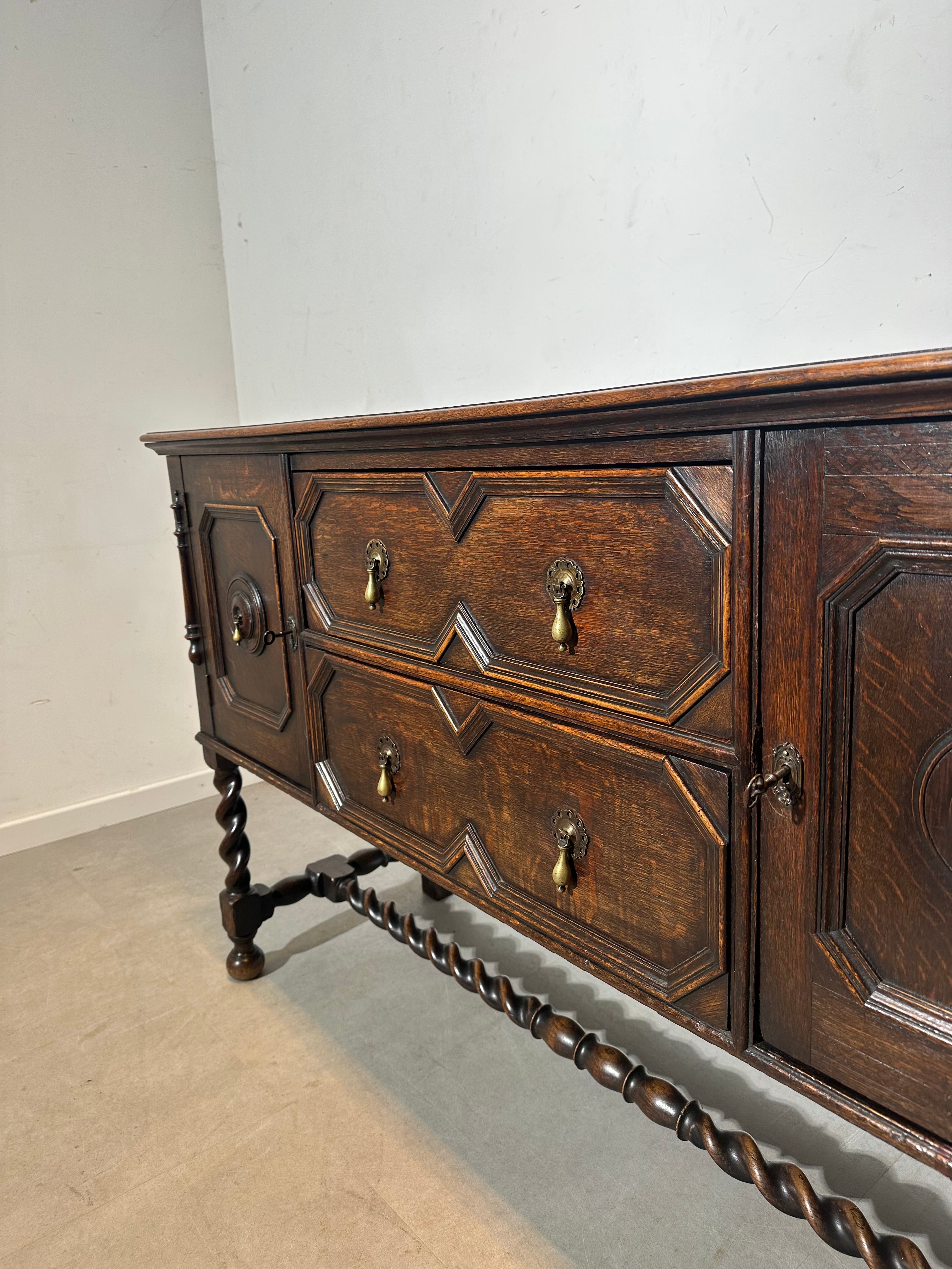 Antique oak sideboard barley twist base