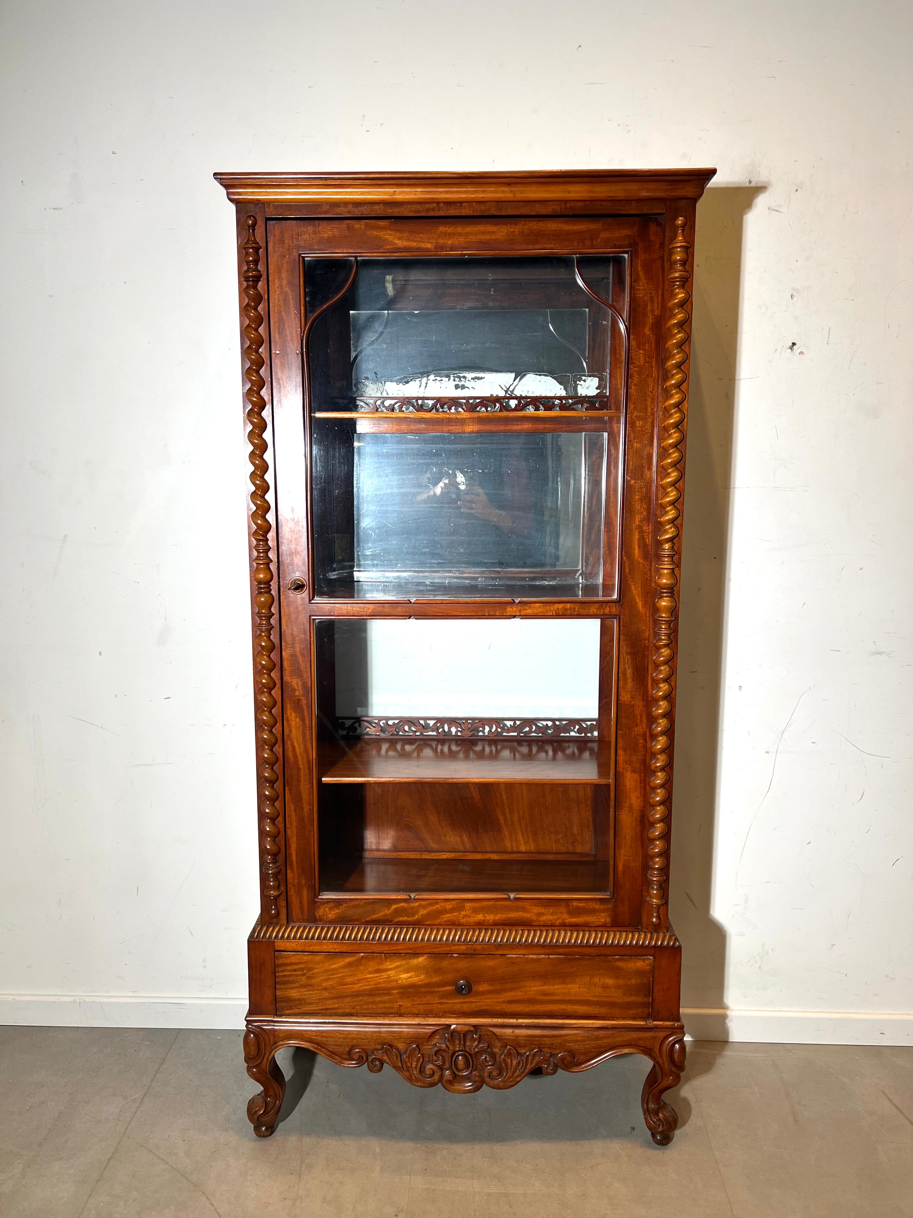 Antique Barley Twist Display Cabinet