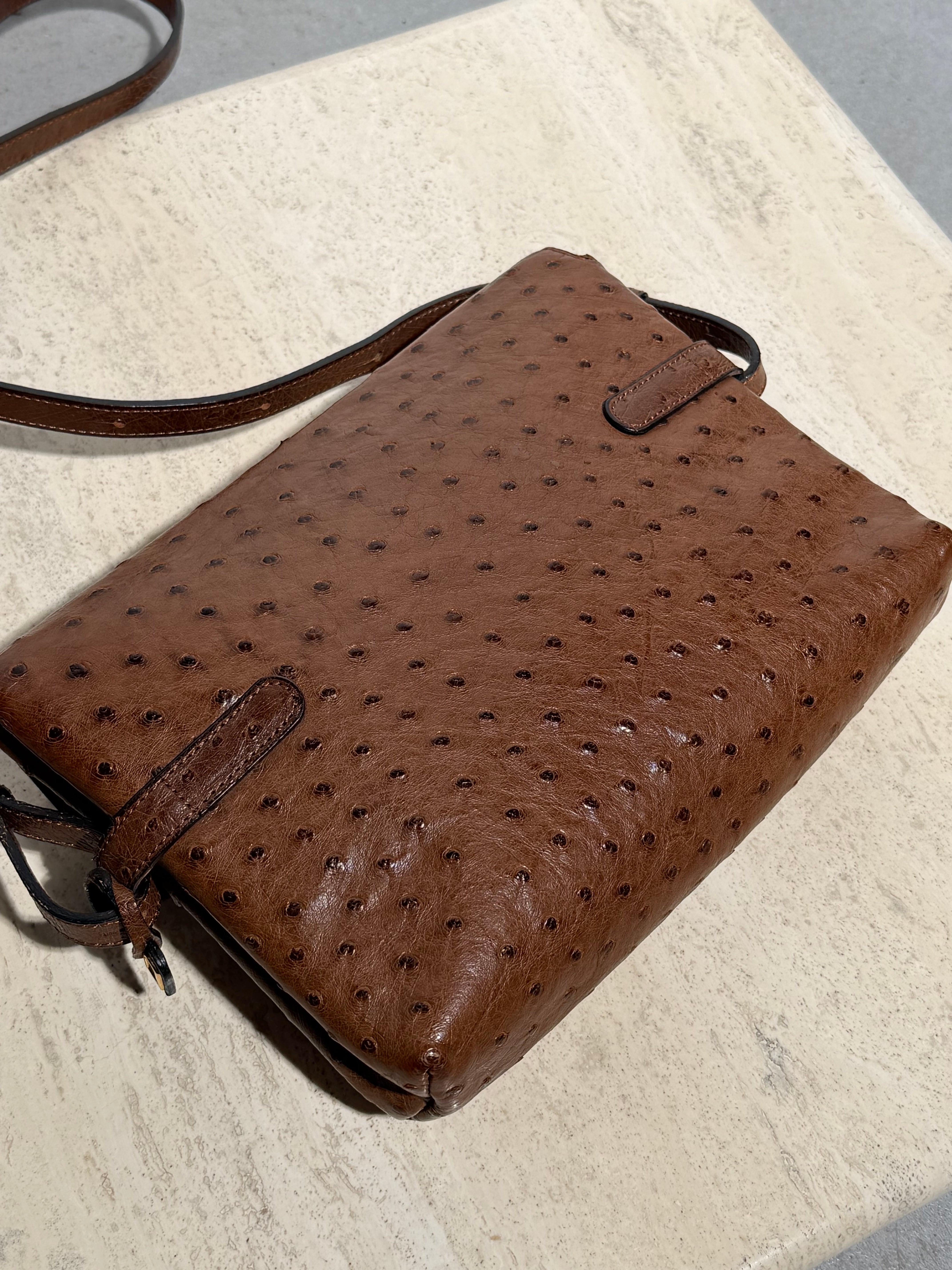 Delvaux Crossbody Tas – Echt Struisvogelleer (Autruche)