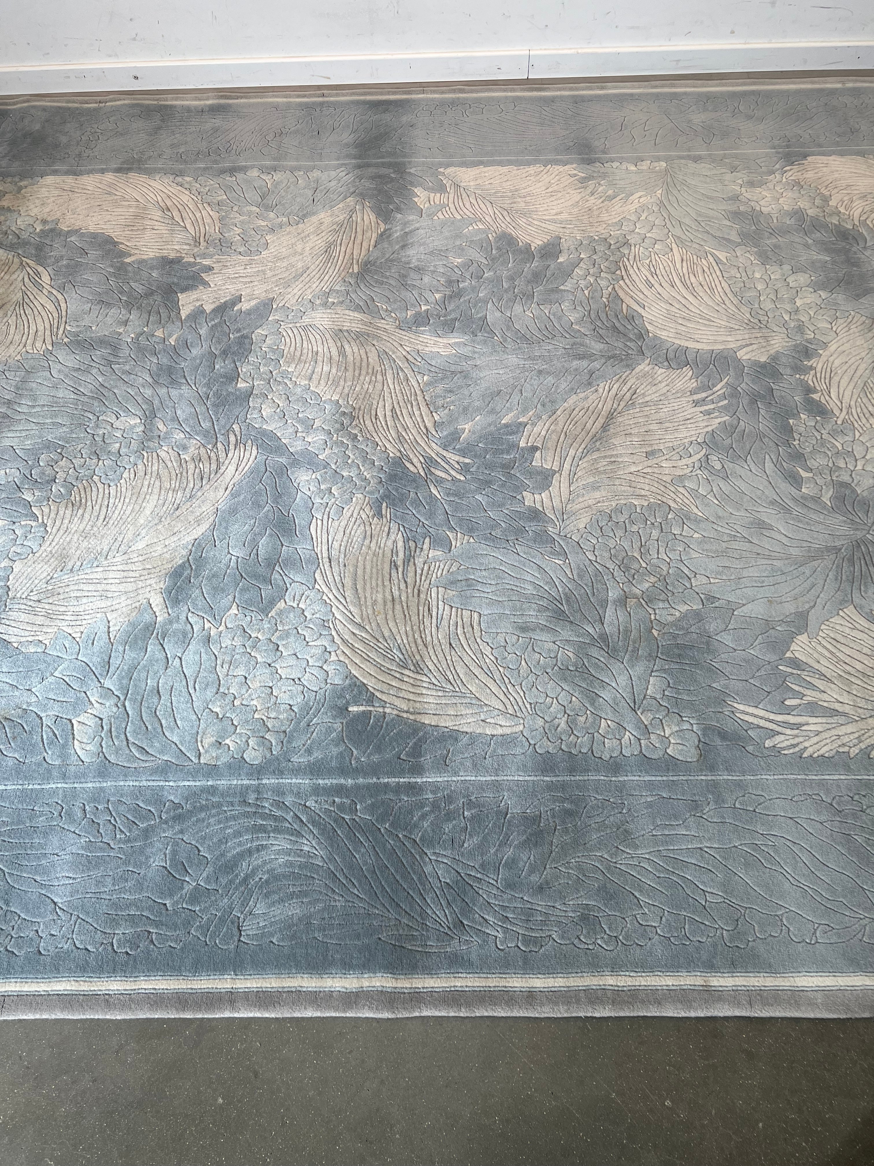 Large Handmade Edition 450 Fine Art Rug in Blue and Ivory