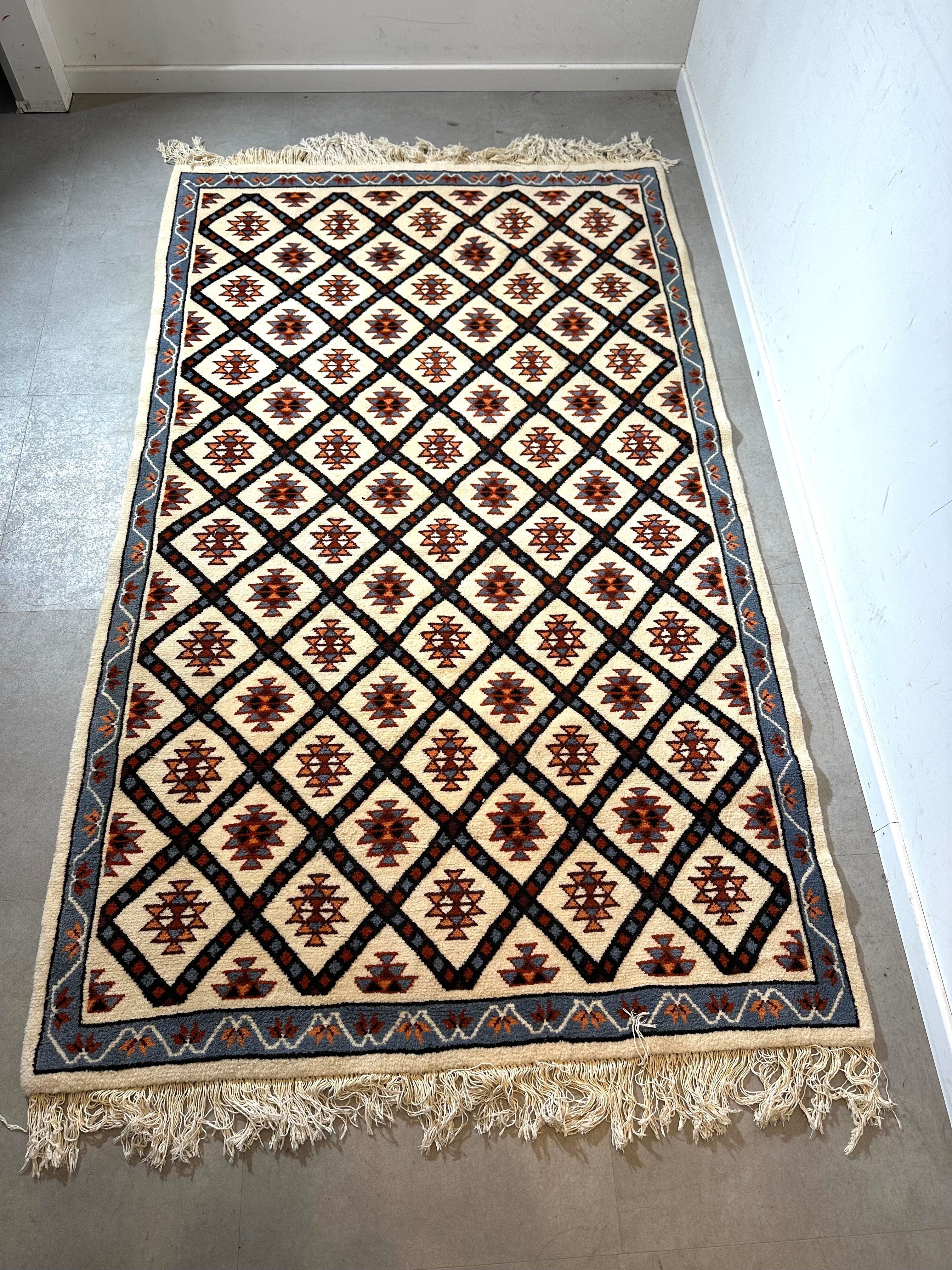 Vintage Tunisian Hand-Knotted Wool Rug