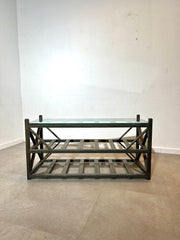 Wooden Console Table with Glass Top