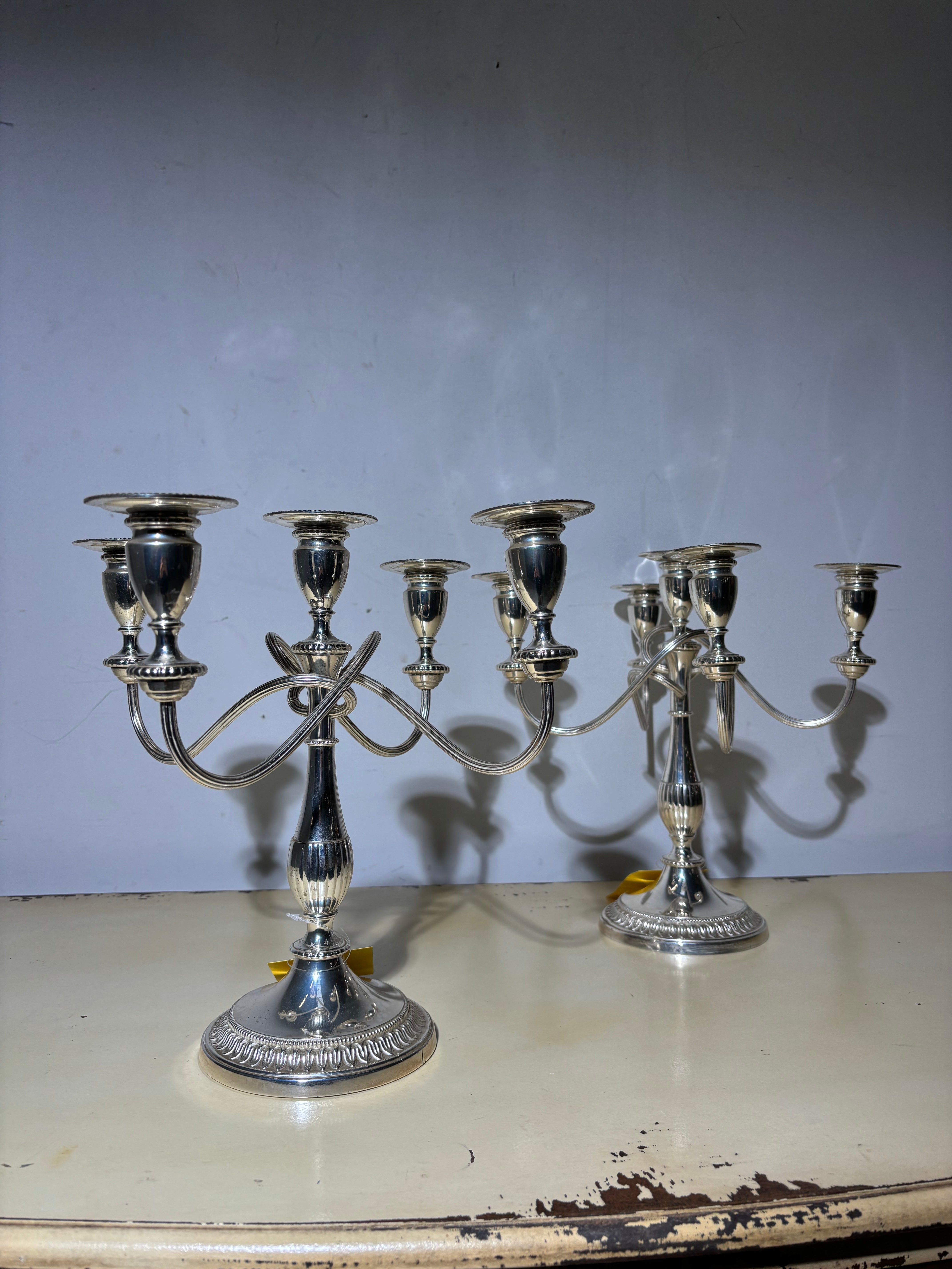 Pair of silver plated candleholders