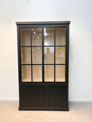 Black Display Cabinet with Glass Doors – 124 cm | Modern Vitrine Cupboard