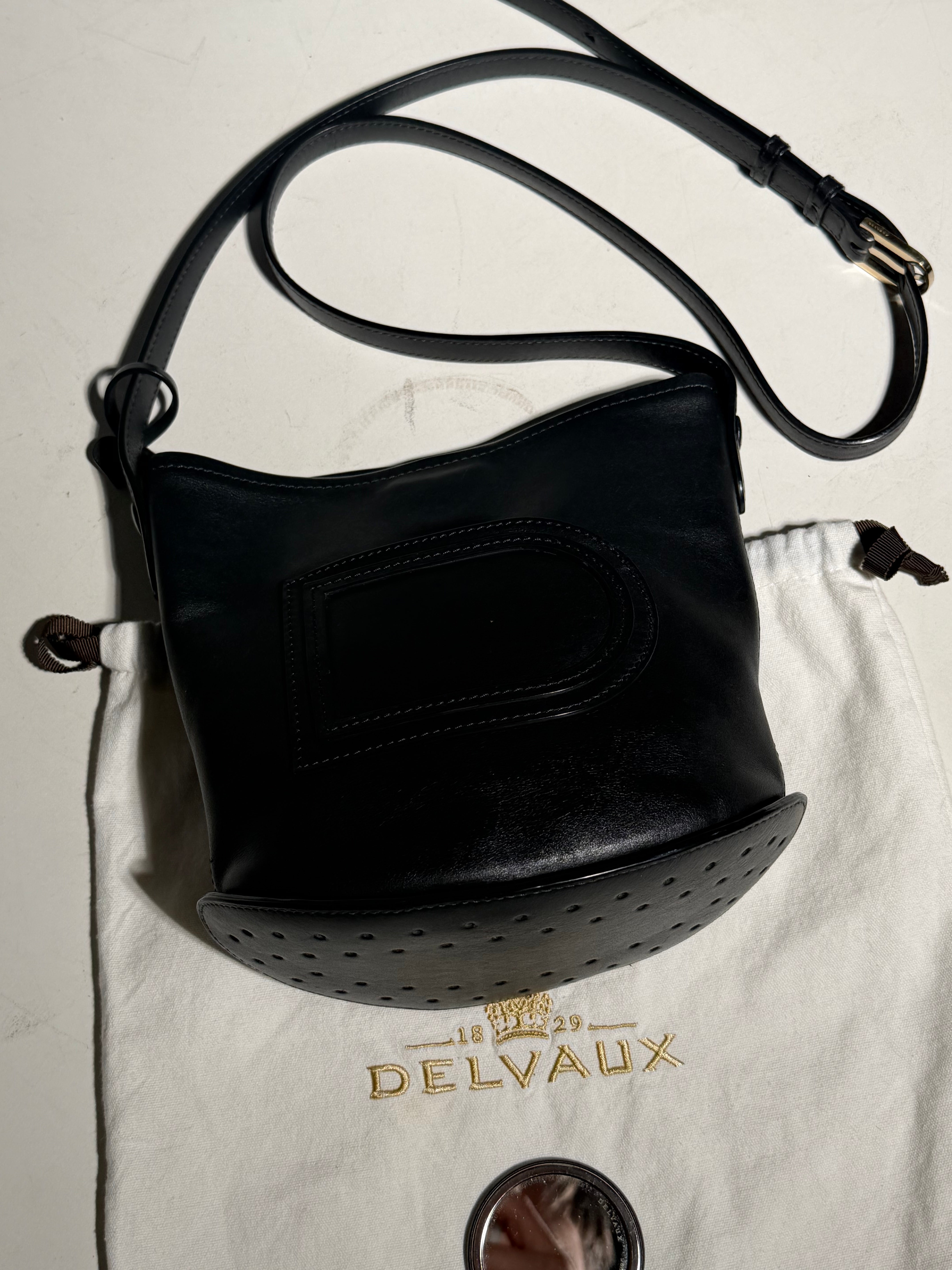 Delvaux Le Pin Mini Black Leather Bag with Dustbag and Mirror