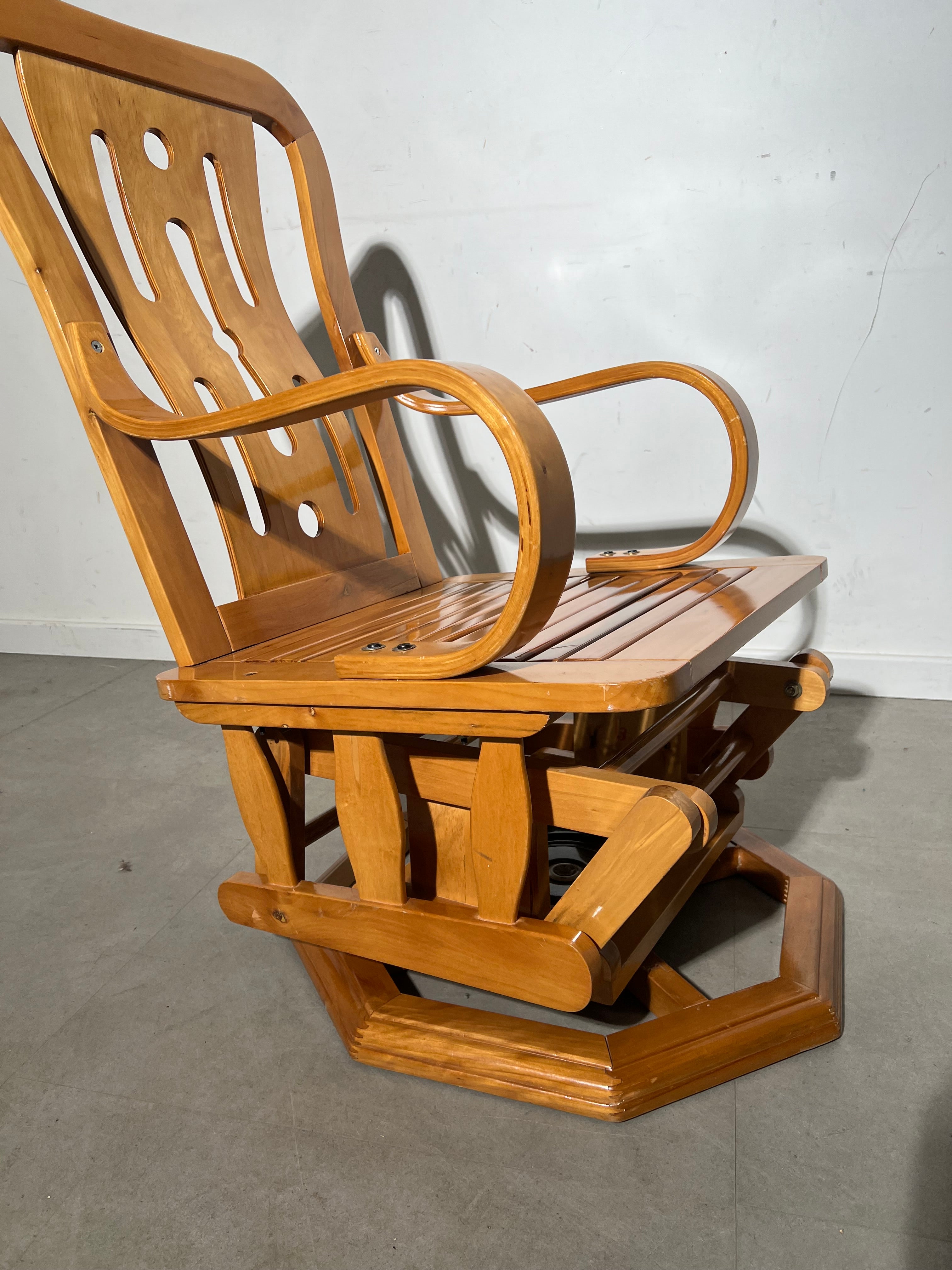 American vintage wooden rocking swivel chair