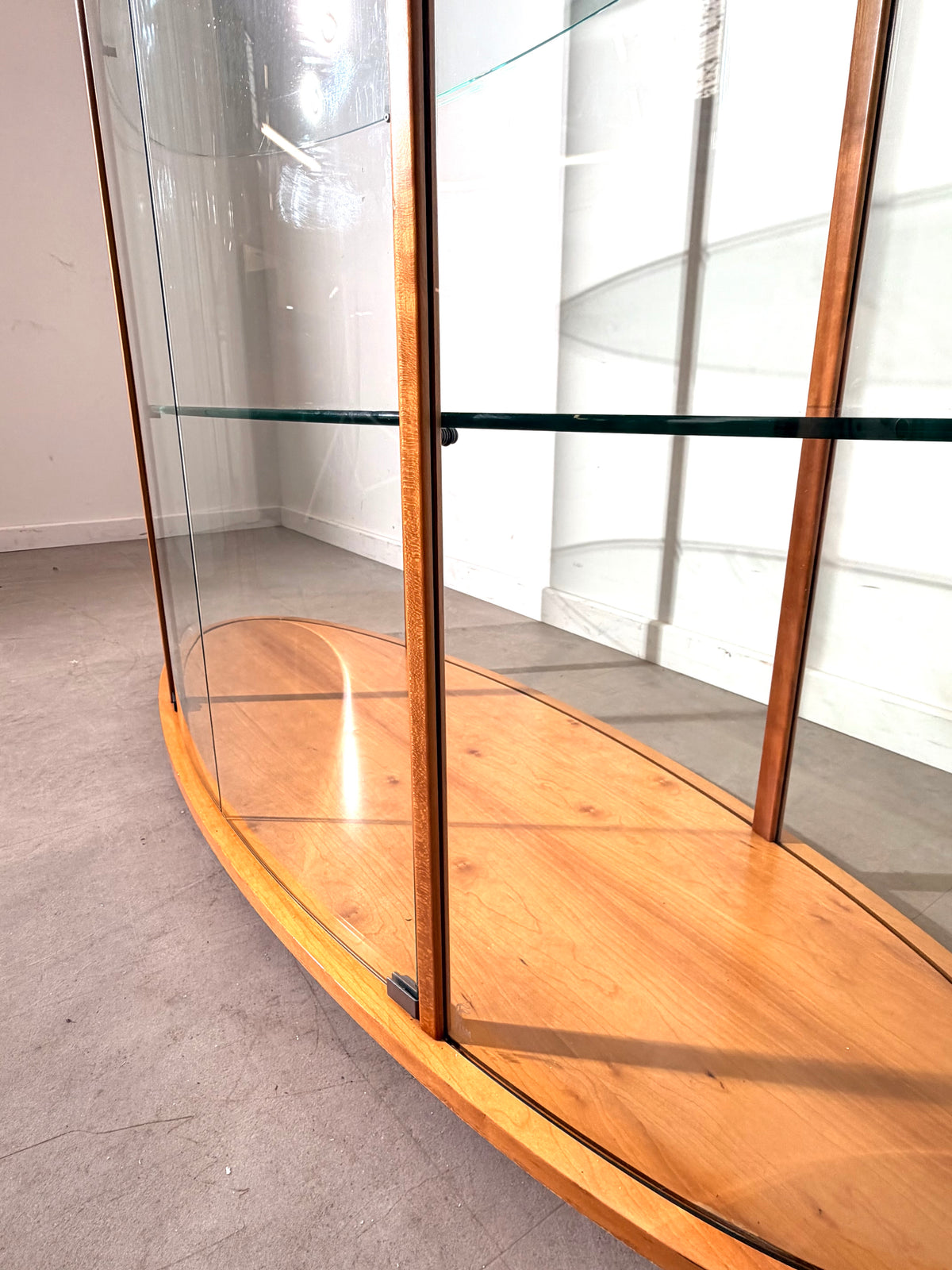 FLAM Italy Curved Glass Display Cabinet with Integrated Lighting