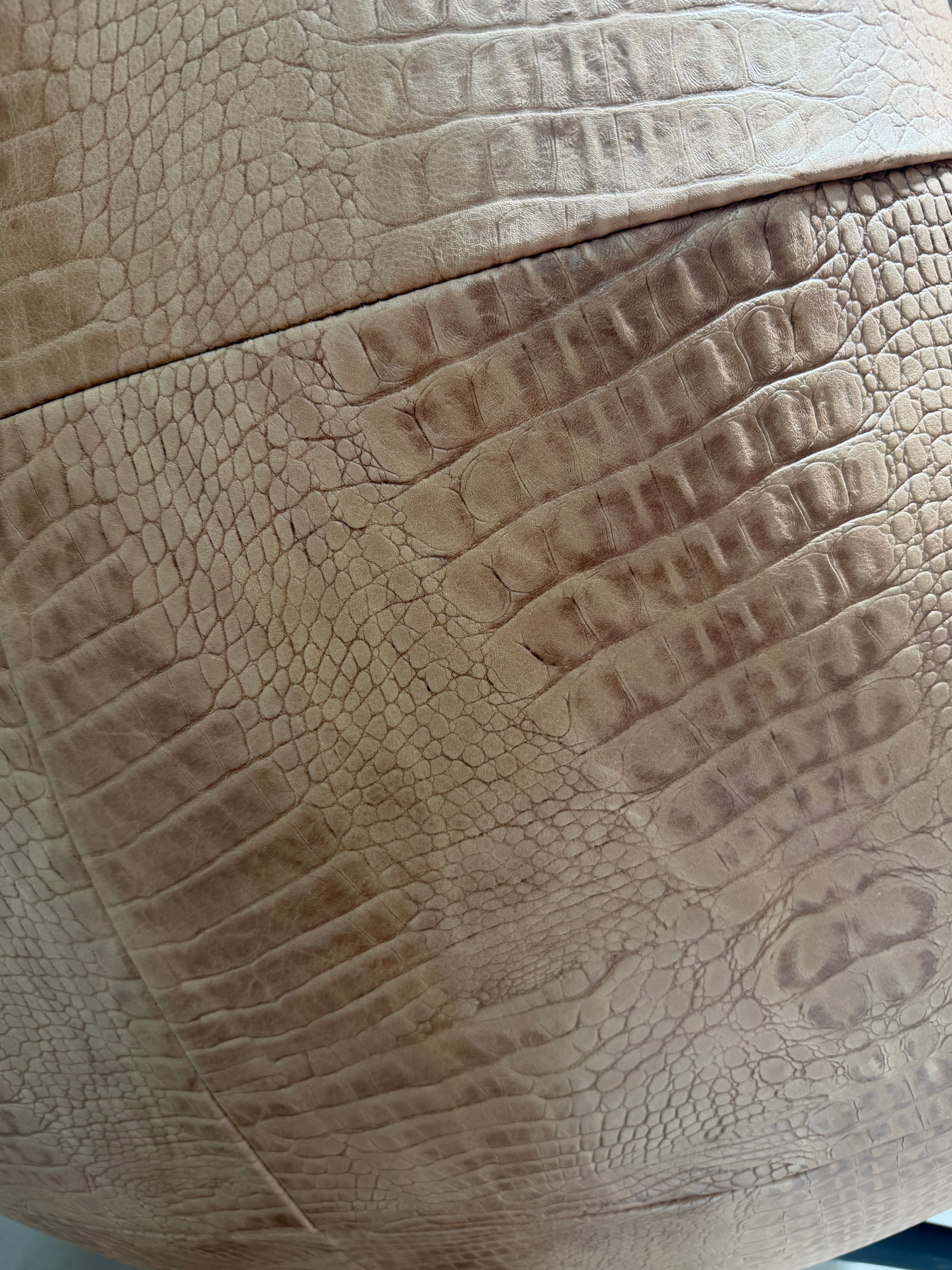 Cognac Leather Swivel Lounge Chair