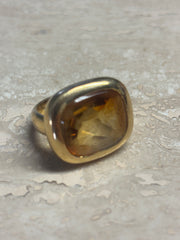 Bague en or 18 carats avec citrine taille coussin – Taille 56