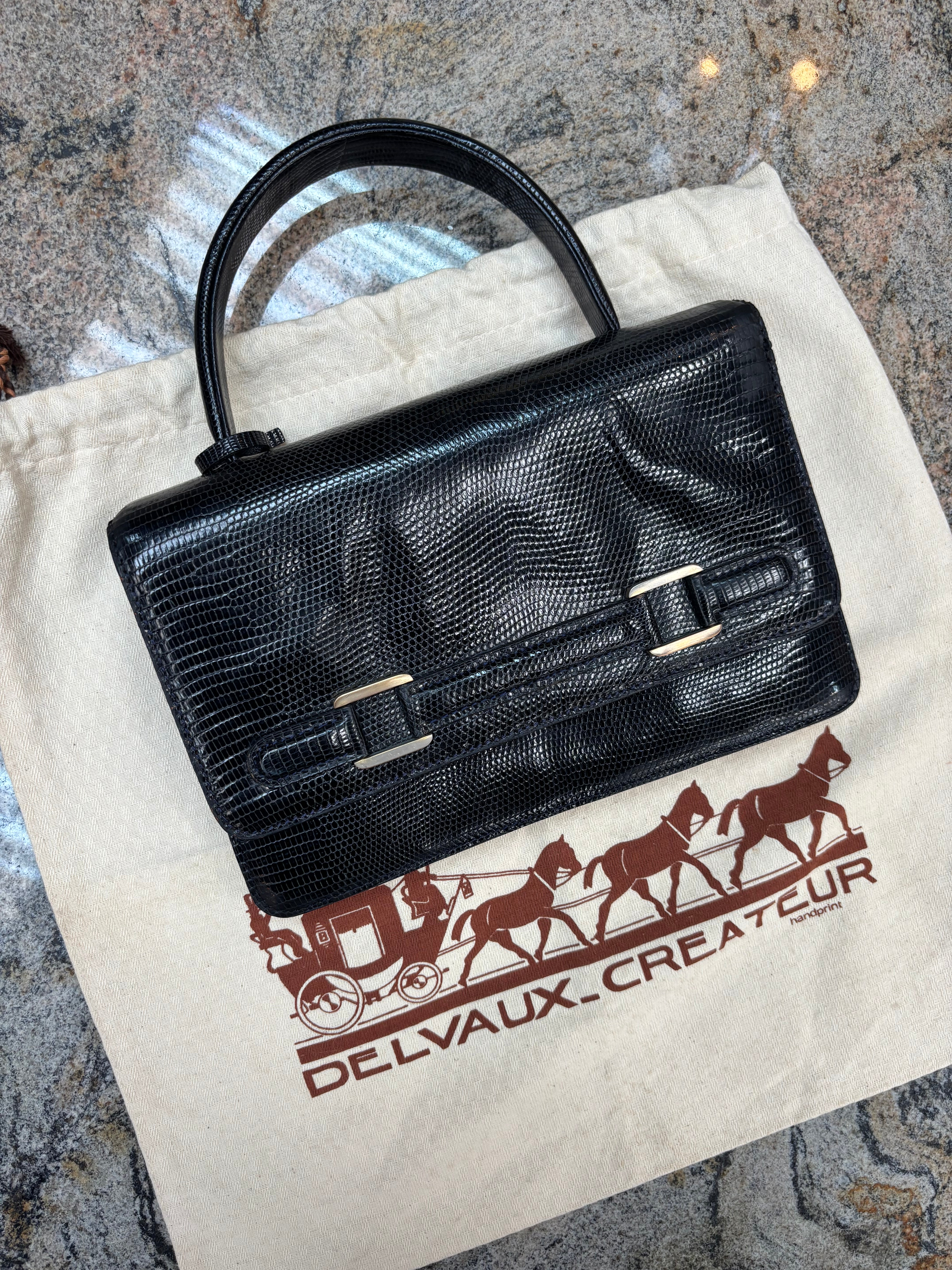 Vintage Delvaux Lézard Black