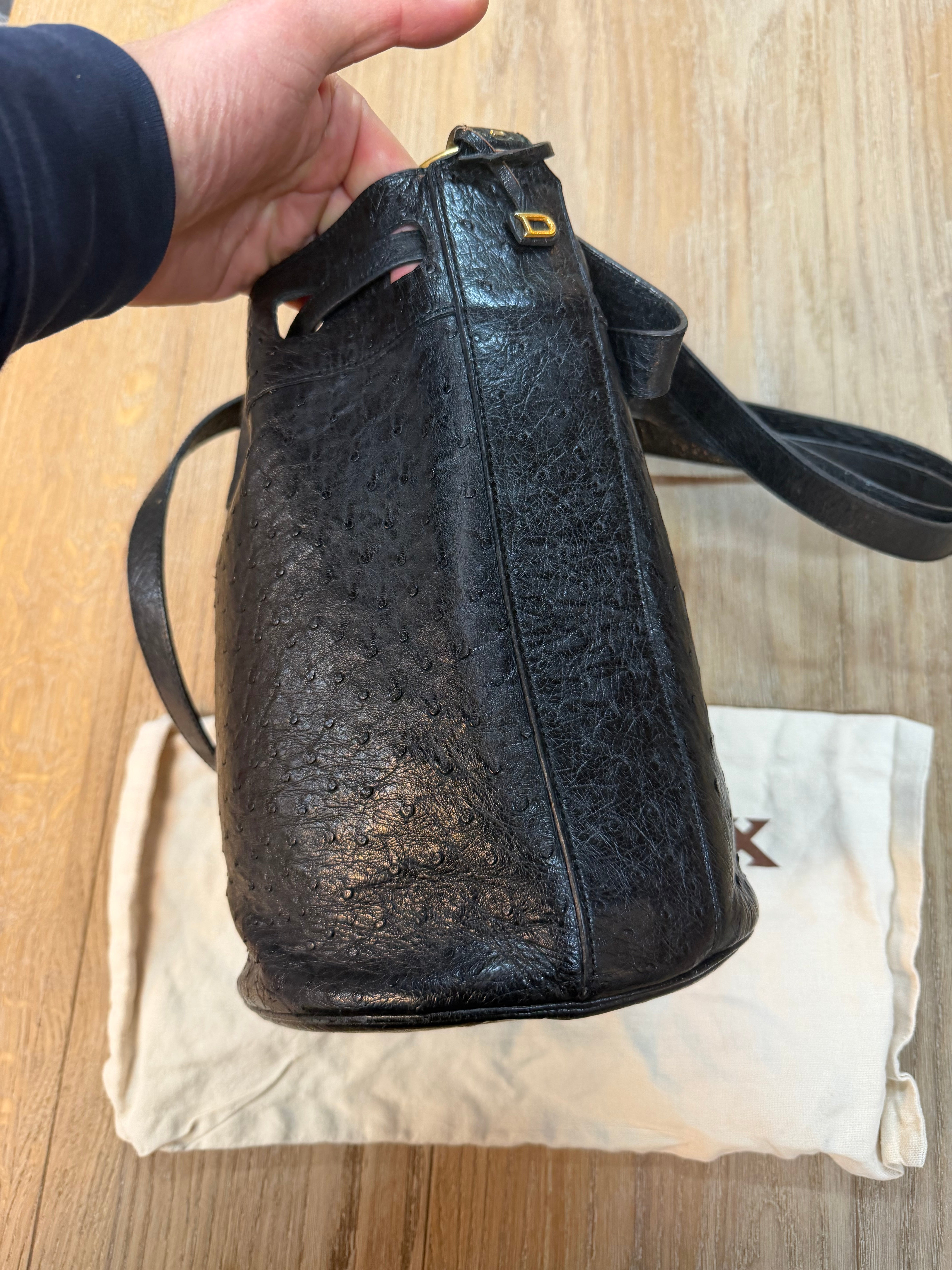 Delvaux “Gibus” Bag – Ostrich Leather – 26 x 23 cm (Dustbag Included)