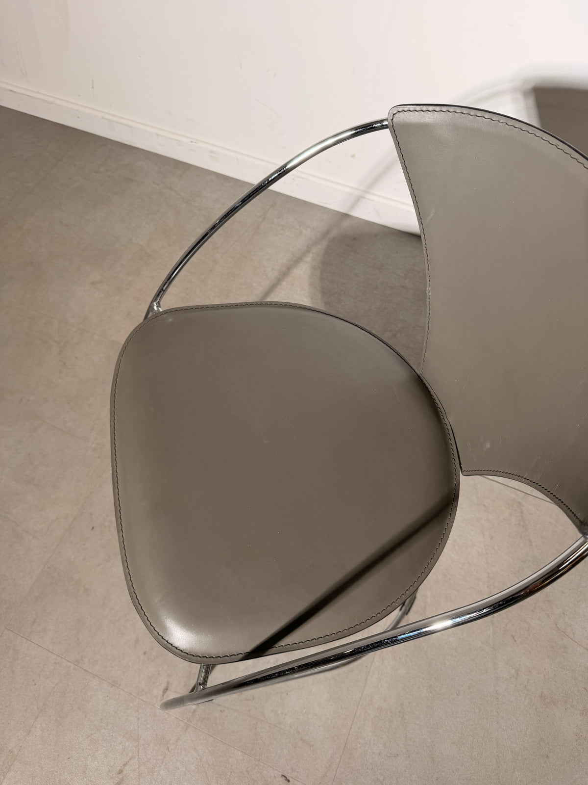 Amben Italy Chrome & Leather Dining Chair