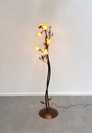 Floral Floor Lamp in Metal & Murano Style Glass