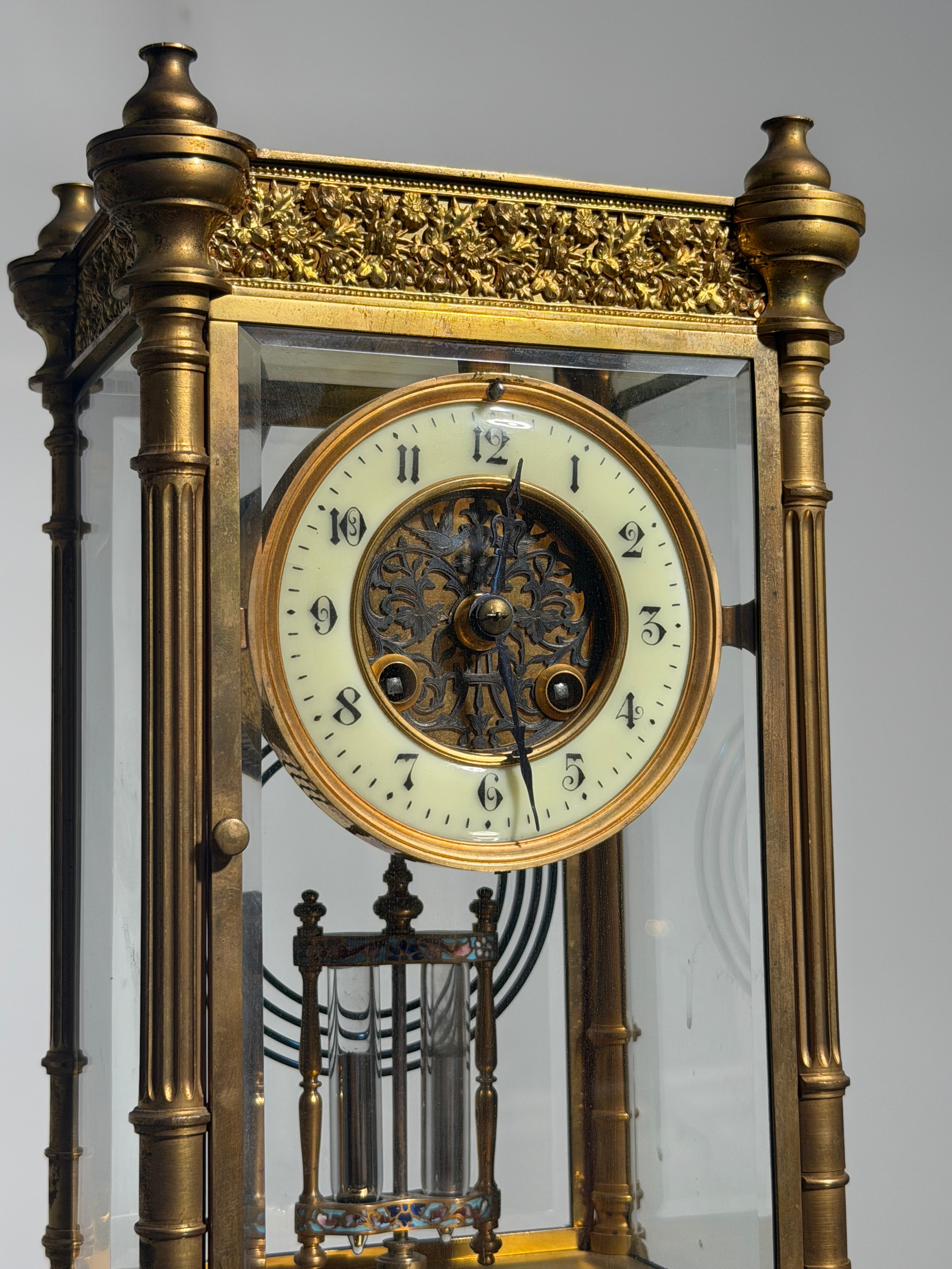 Antique French Crystal Regulator Mantel Clock