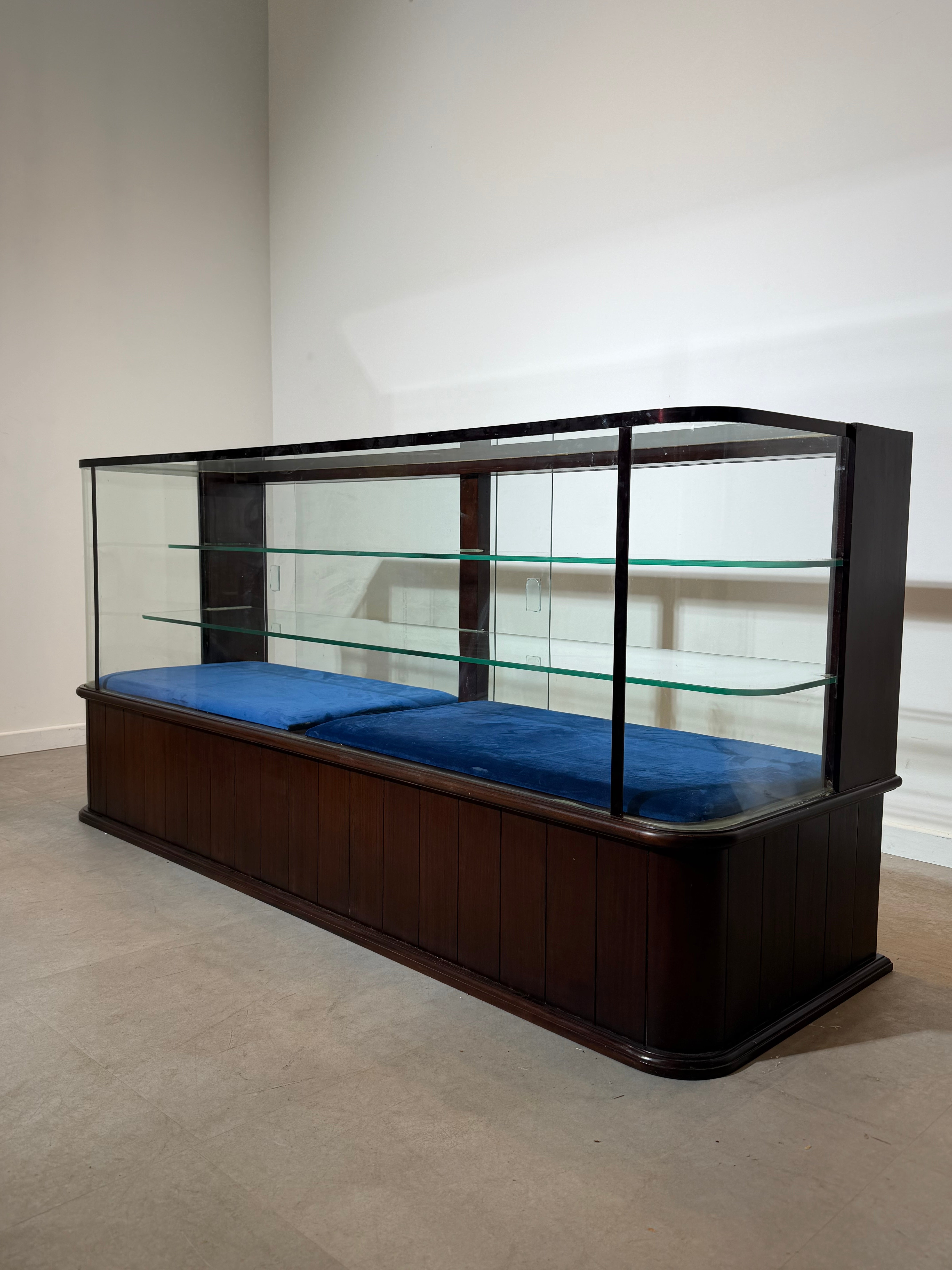 Mahogany Shop Display Cabinet with Sliding Glass Doors