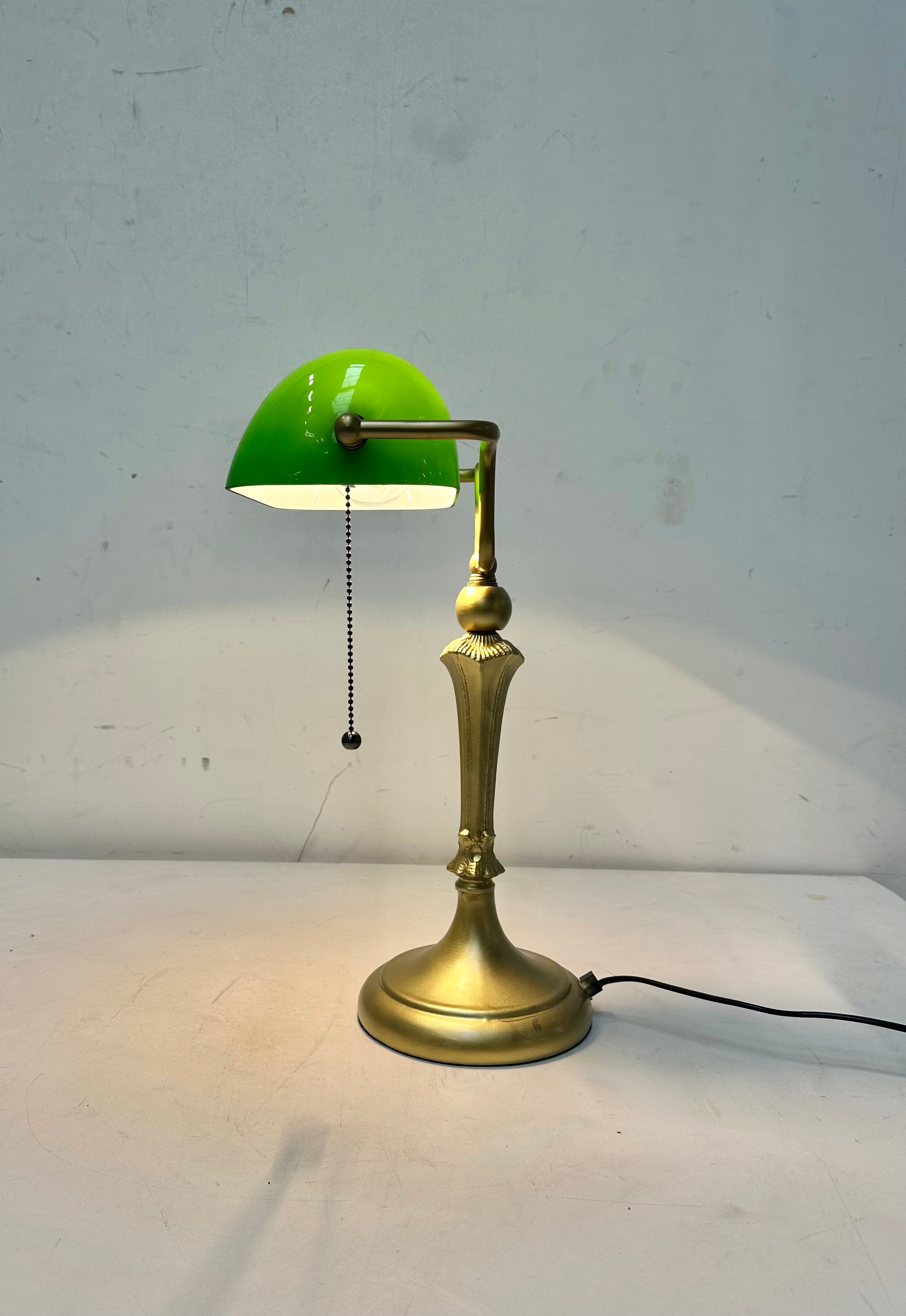 Lampe de bureau de banquier vintage