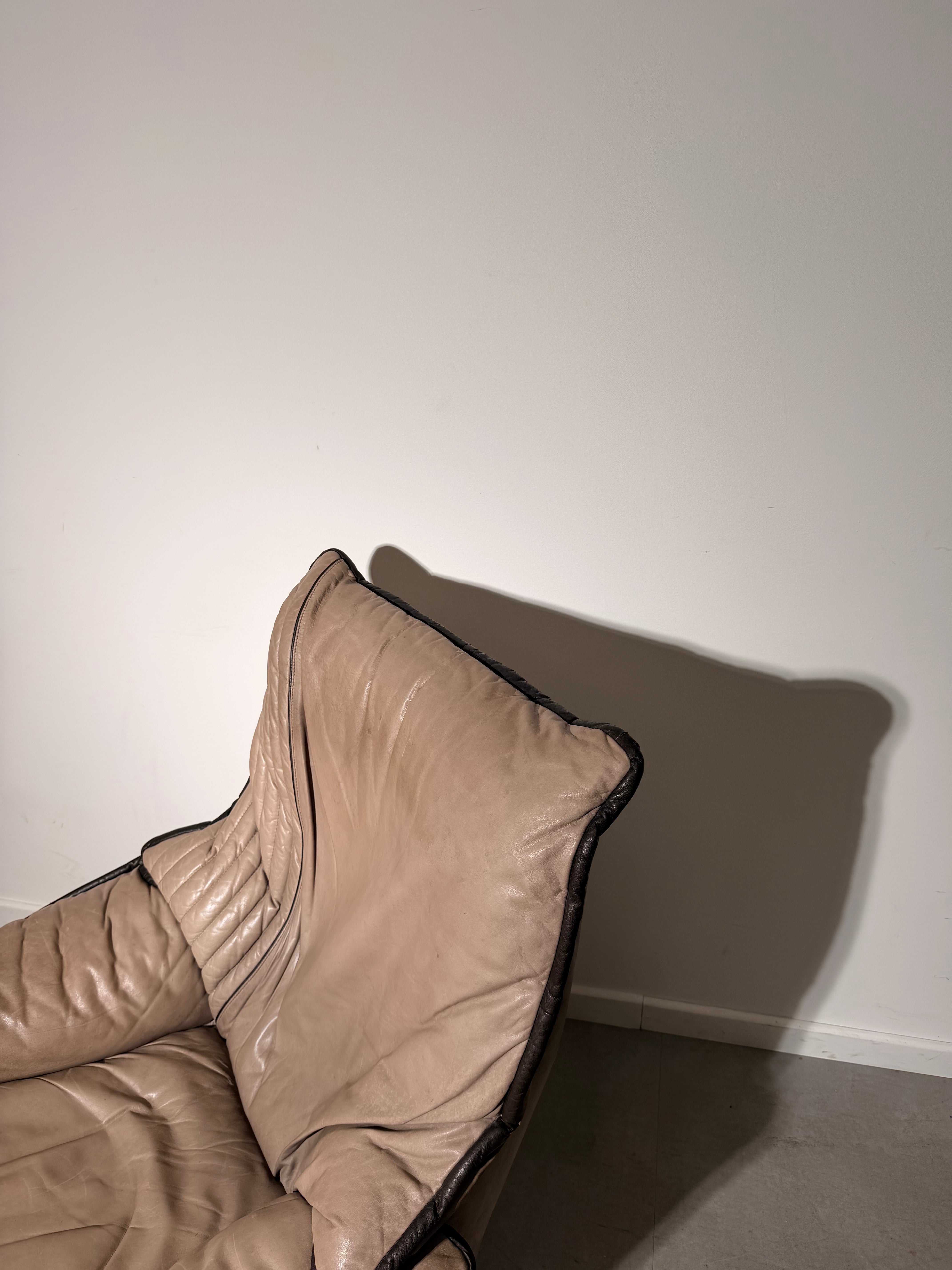 Vintage Leather Swivel Lounge Chair