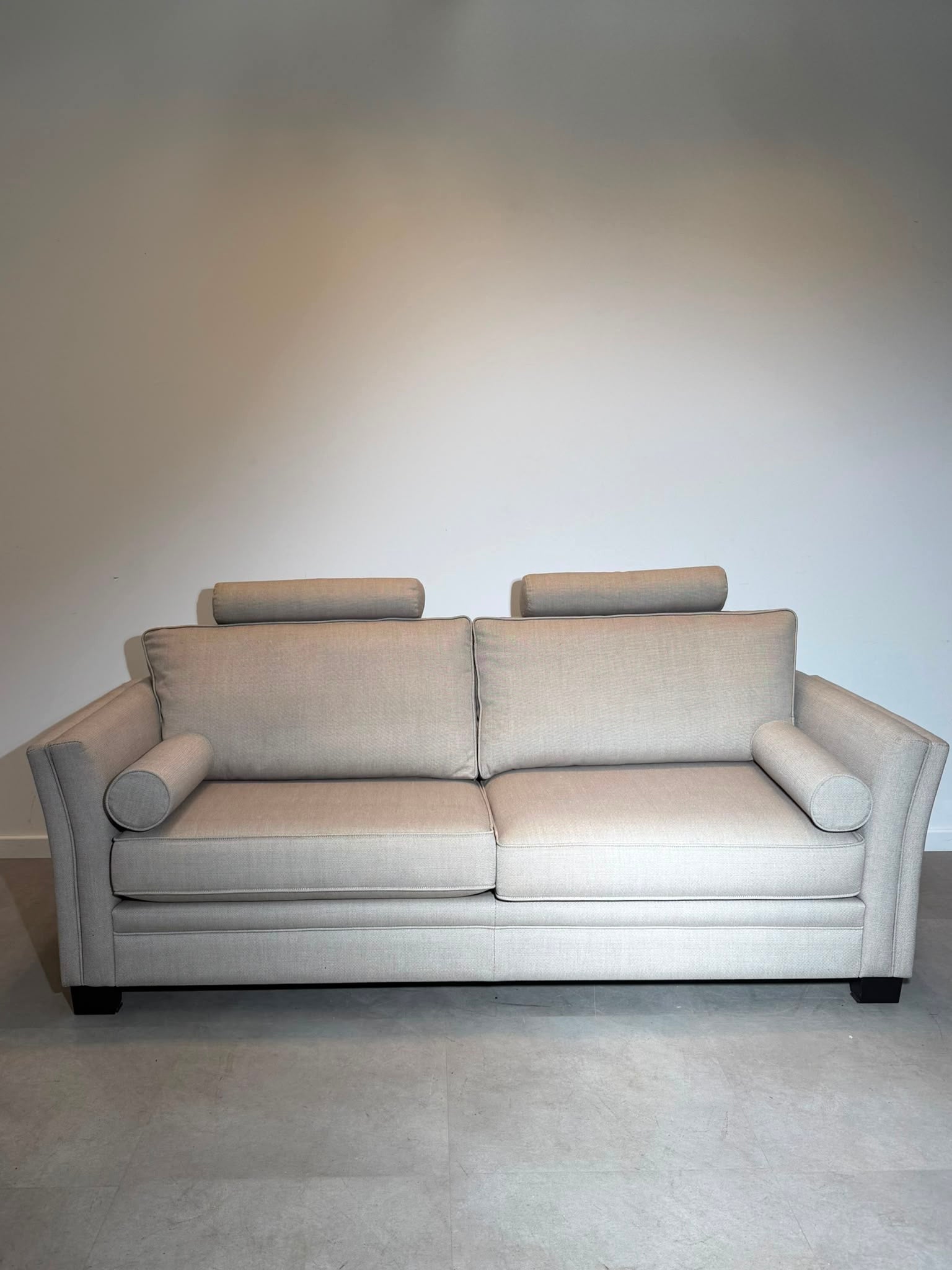 Contemporary Beige Fabric 3-Seater Sofa with Headrests