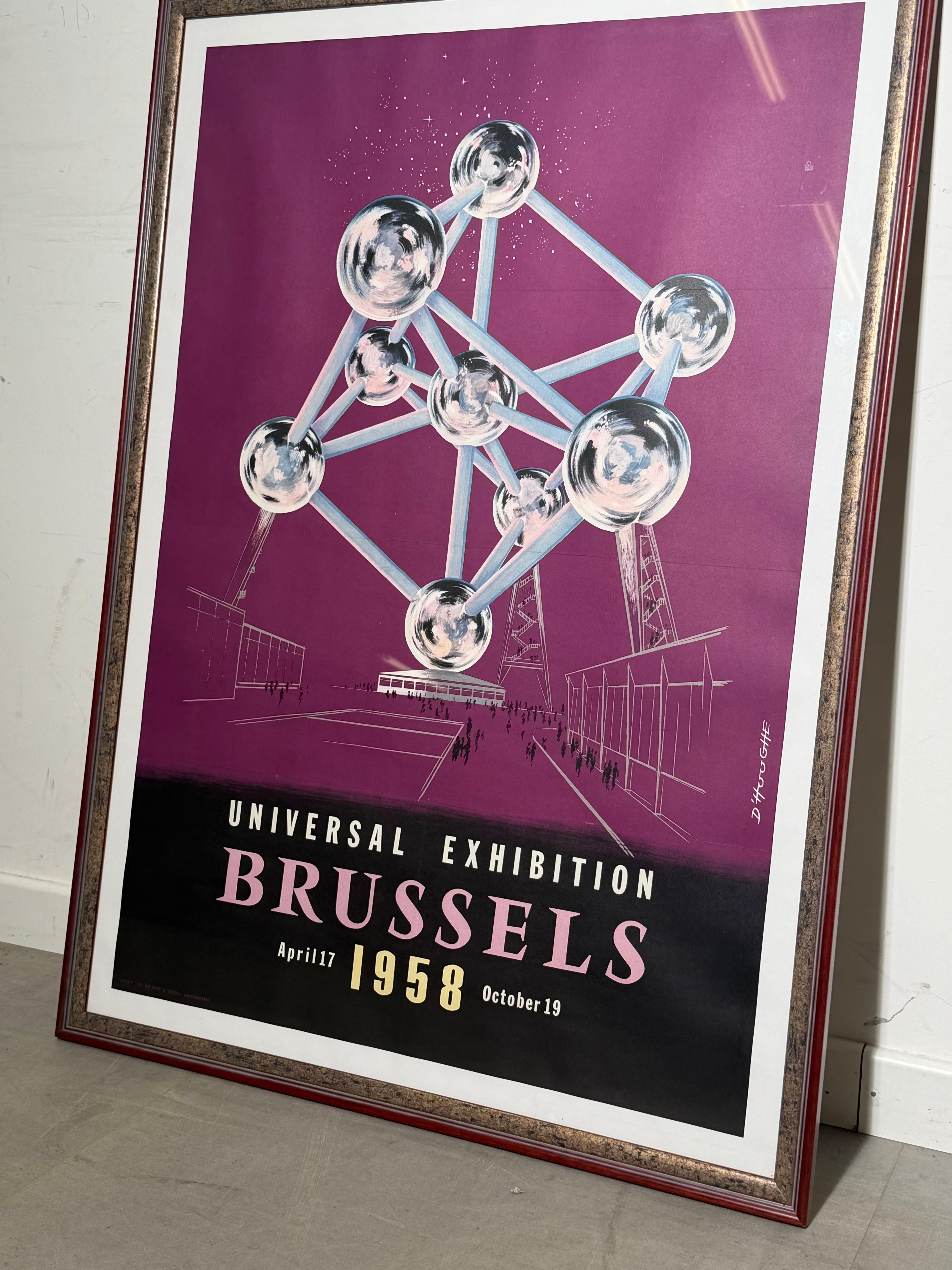 Universal Exhibition Brussels 1958 Atomium Poster – Framed – 73 x 100 cm