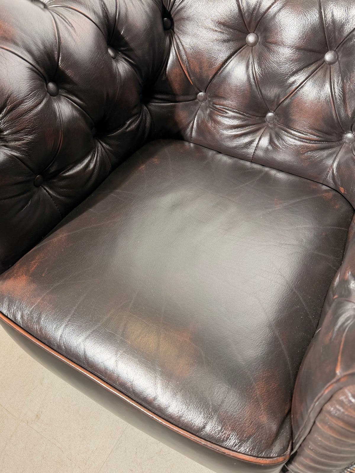 Classic Chesterfield Club Armchair in Dark Brown Leather