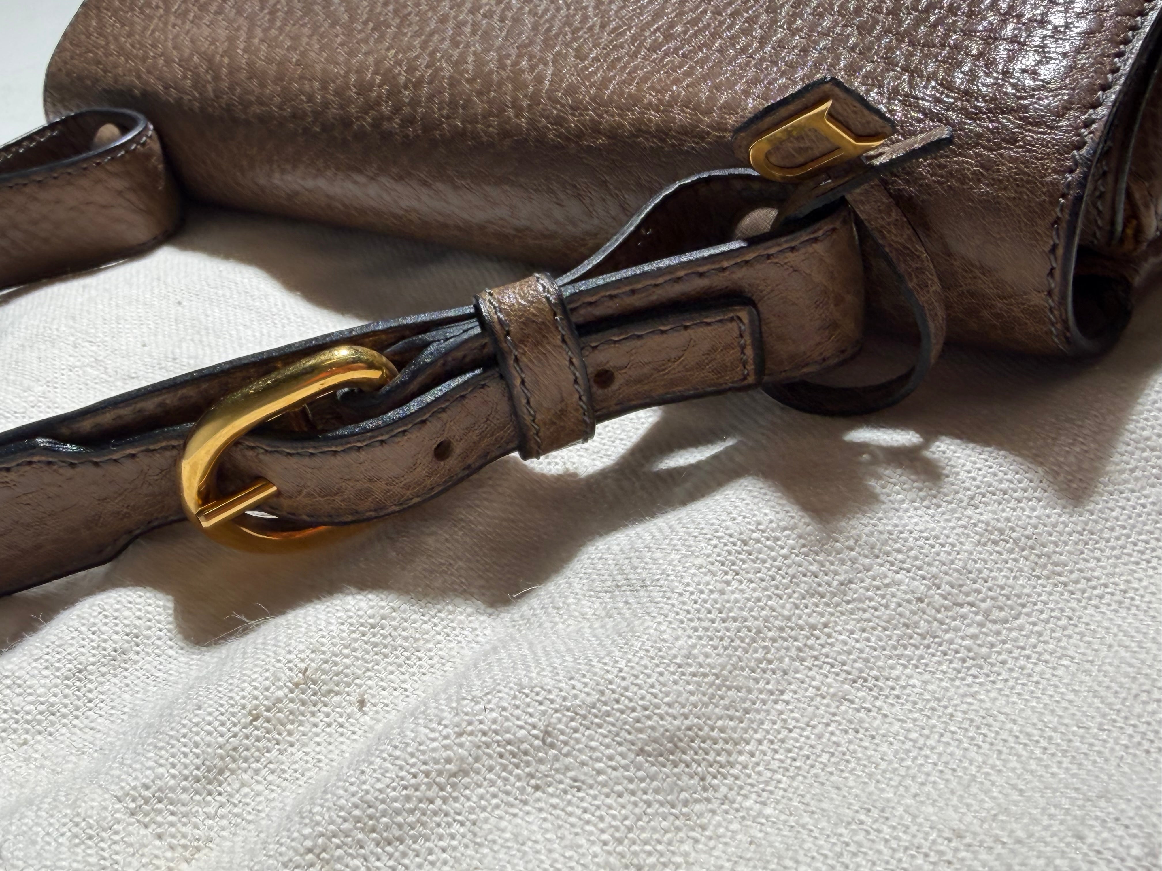 Vintage Delvaux Two-Tone Leather Handbag with Gold Hardware