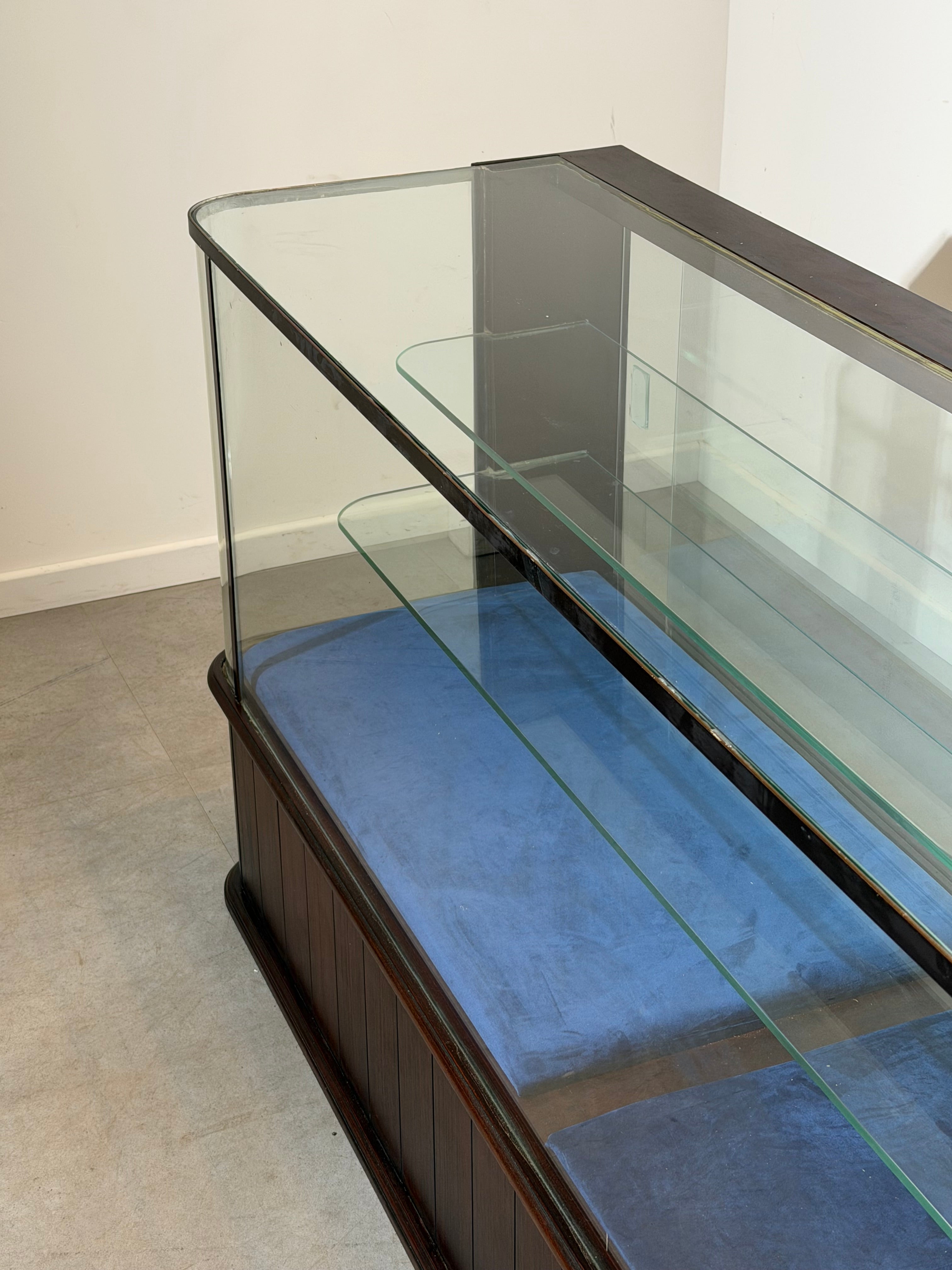 Mahogany Shop Display Cabinet with Sliding Glass Doors