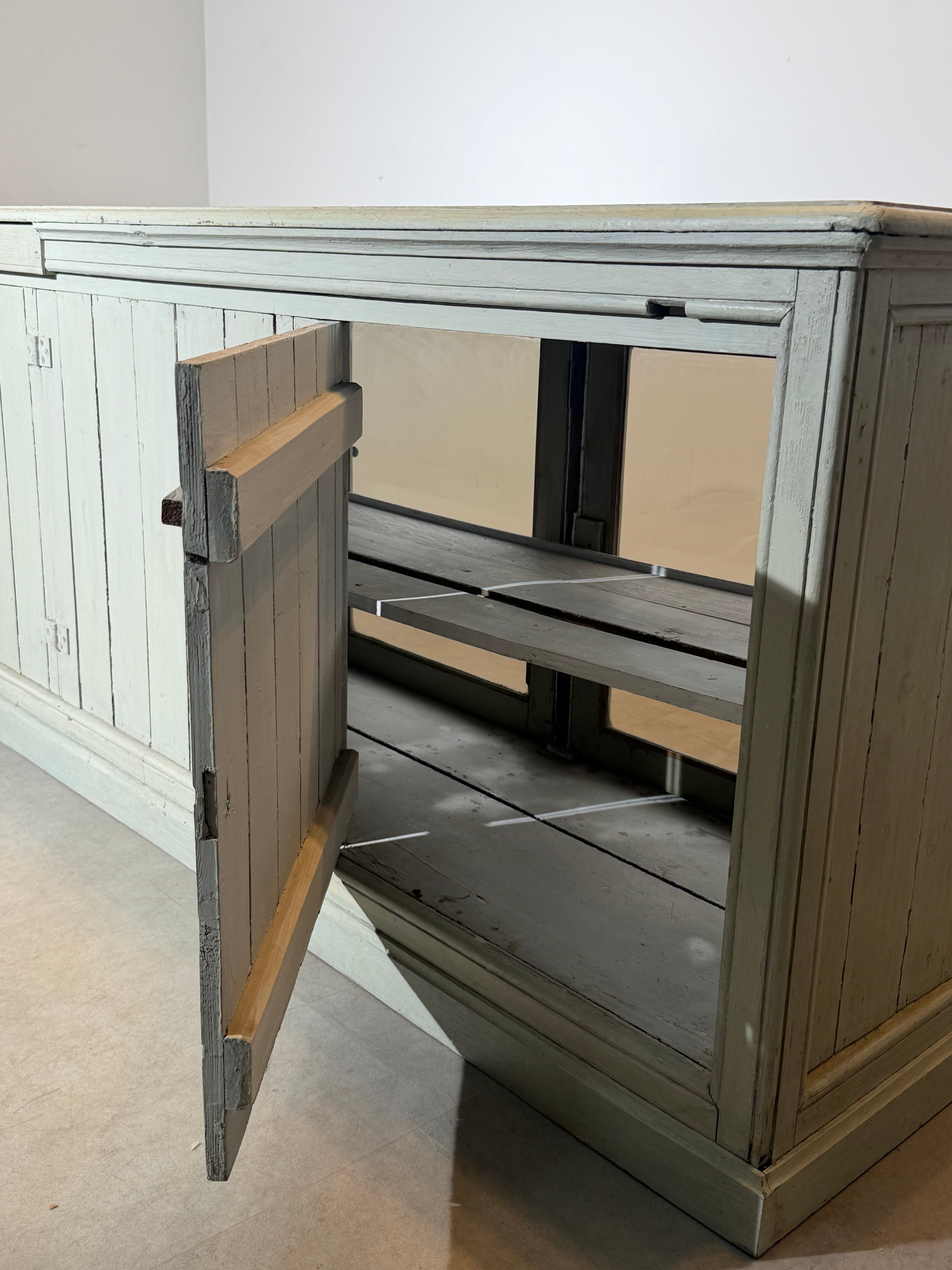 Antique Solid Oak Shop Counter with Glass Display Front