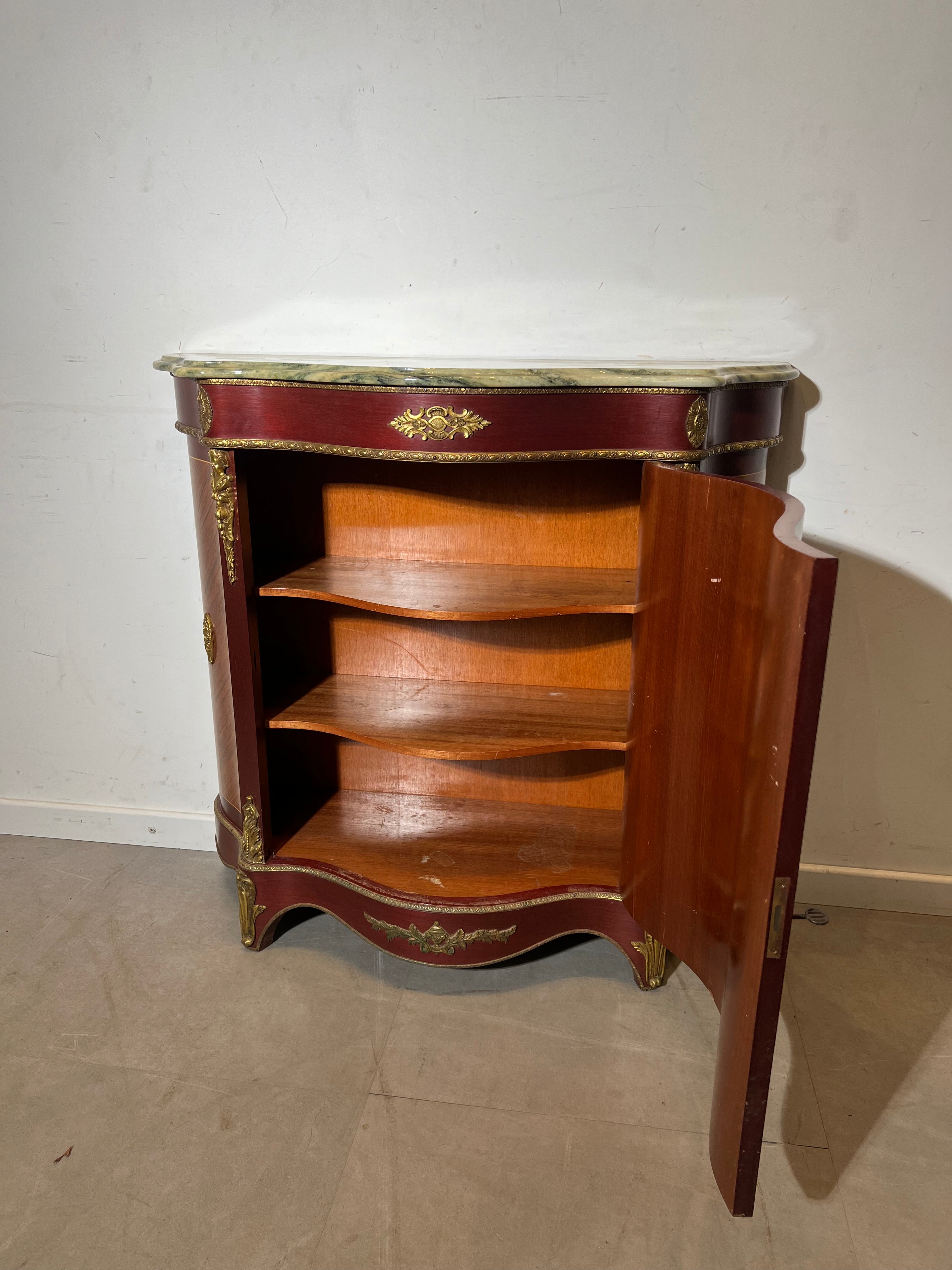 Marquetry Cabinet with Marble Top