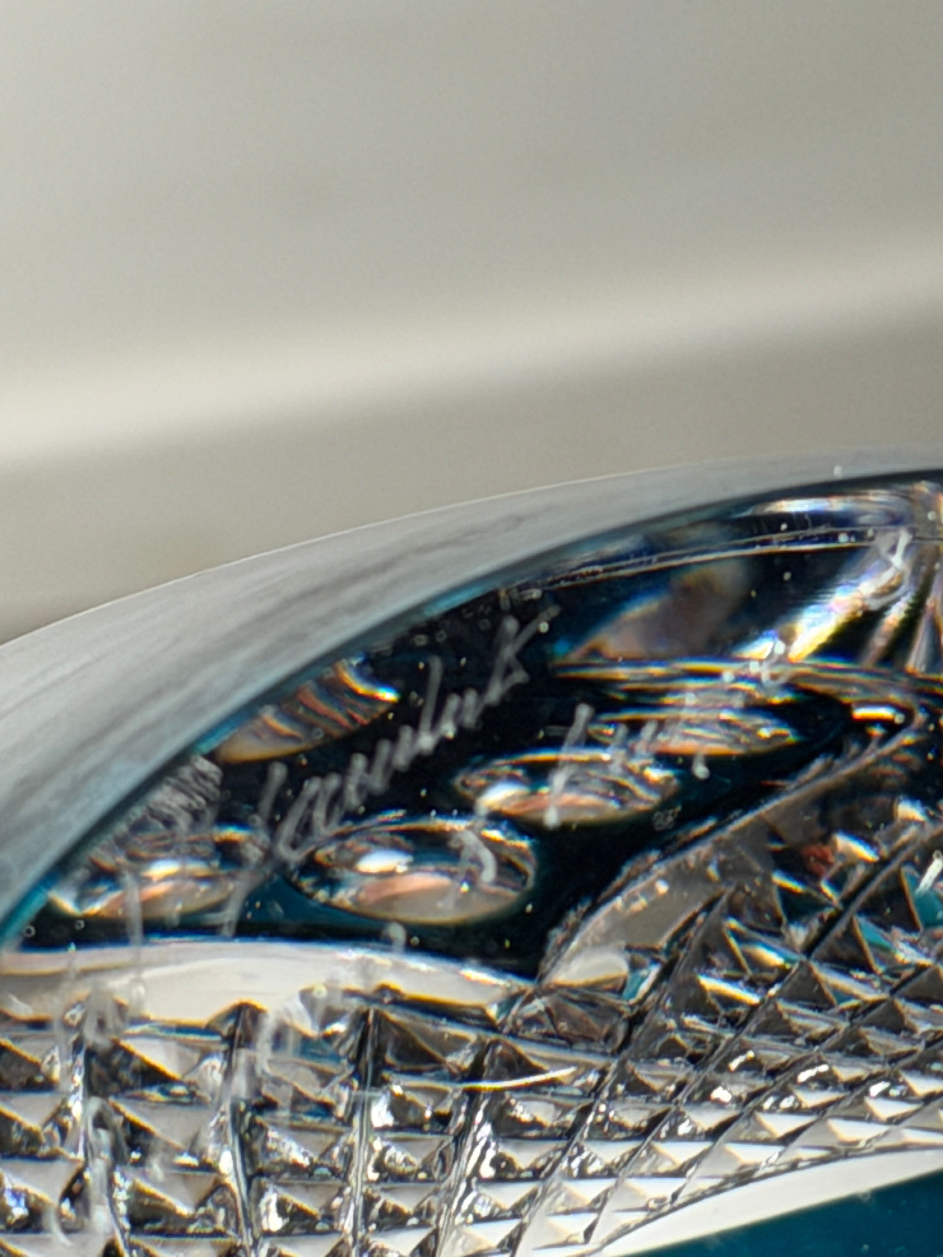 Val Saint Lambert Crystal Vase “8/120” – Signed Xavier Crespo – Blue Cut Crystal – 28 cm