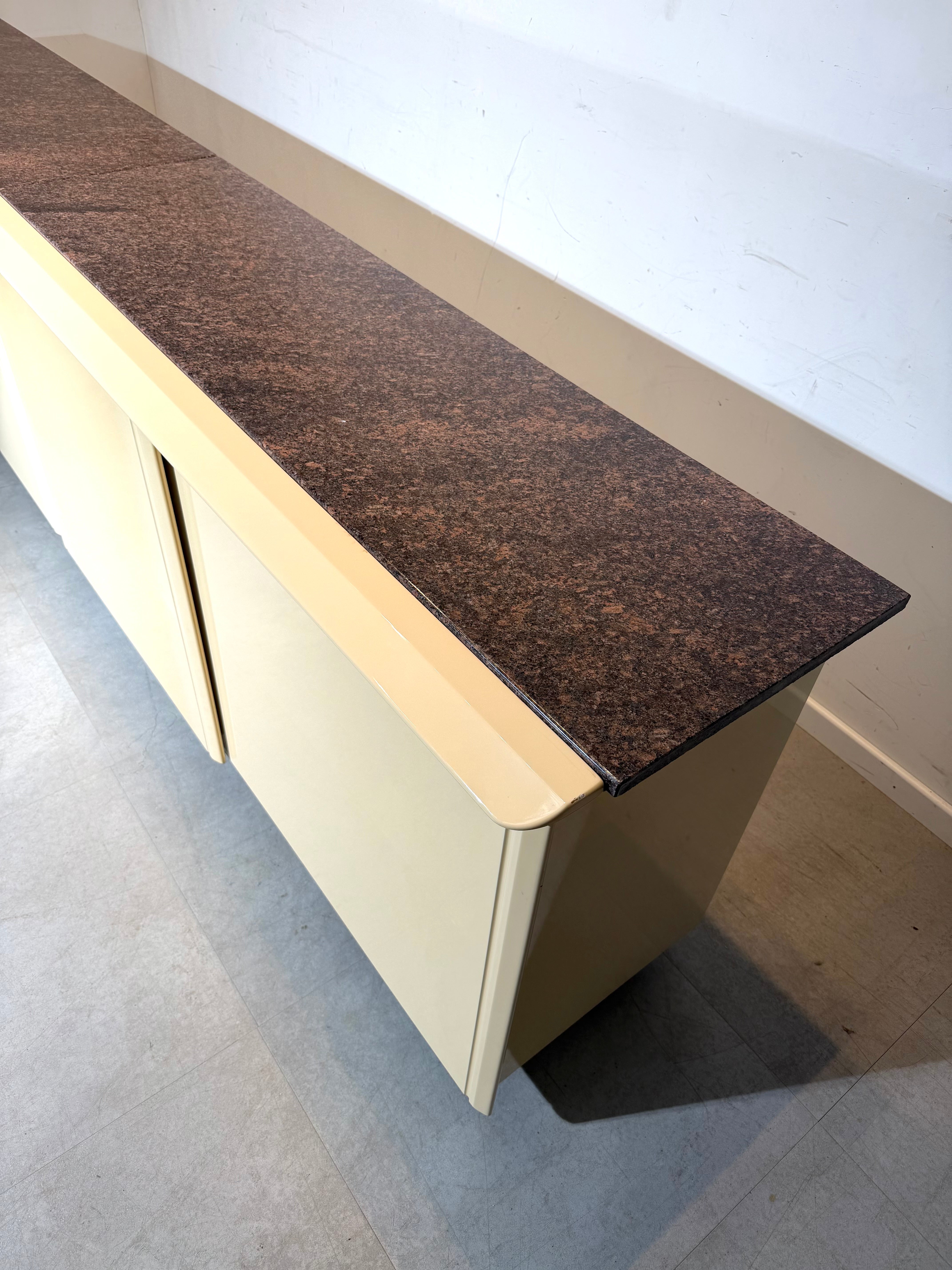 Vintage Cream Sideboard with Brown Stone Top