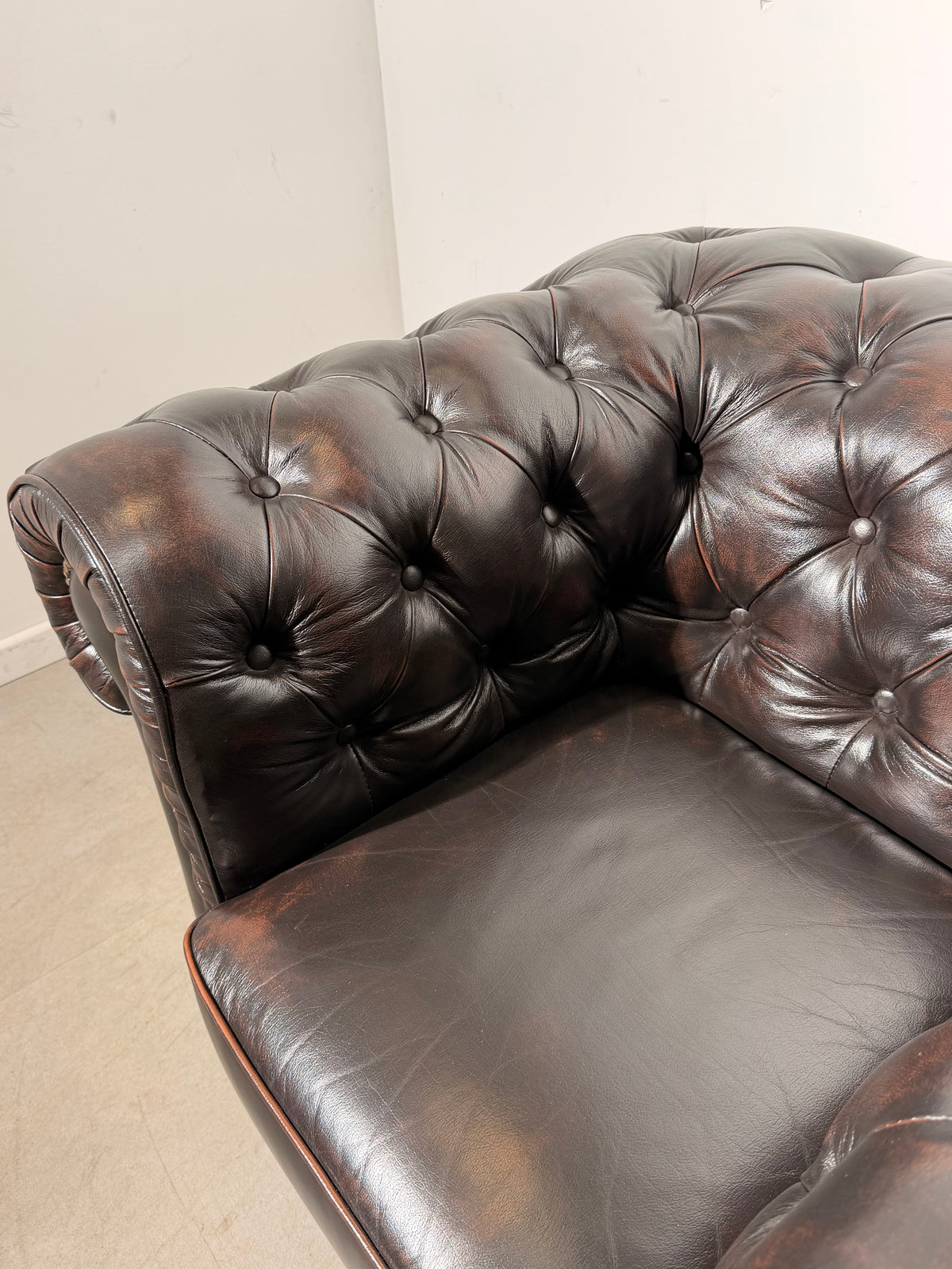 Classic Chesterfield Club Armchair in Dark Brown Leather
